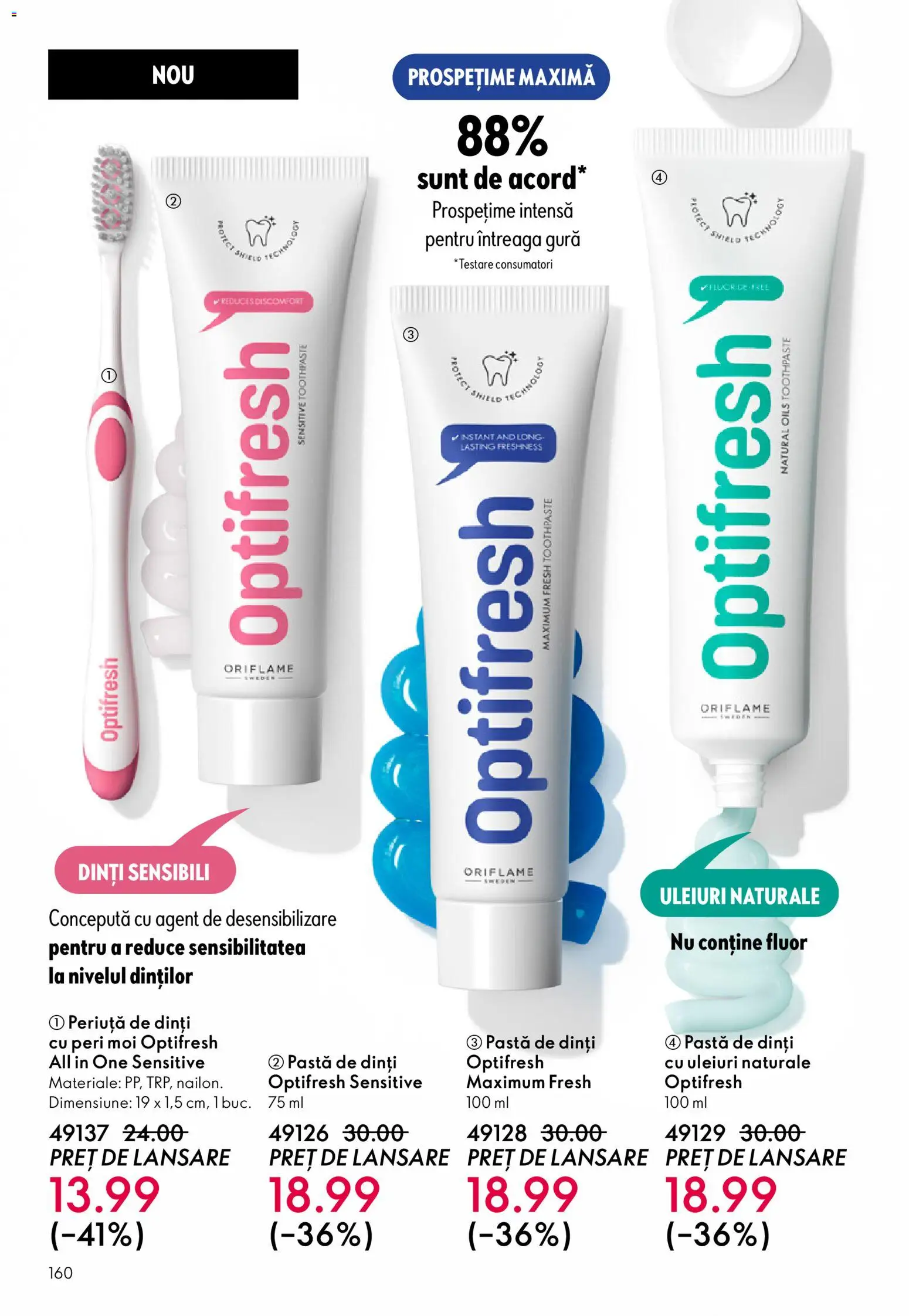 Noul catalog Oriflame – valabil de la 23.12.2025 | Pagină: 160 | Produse: Pastă de dinți, Periuță de dinți