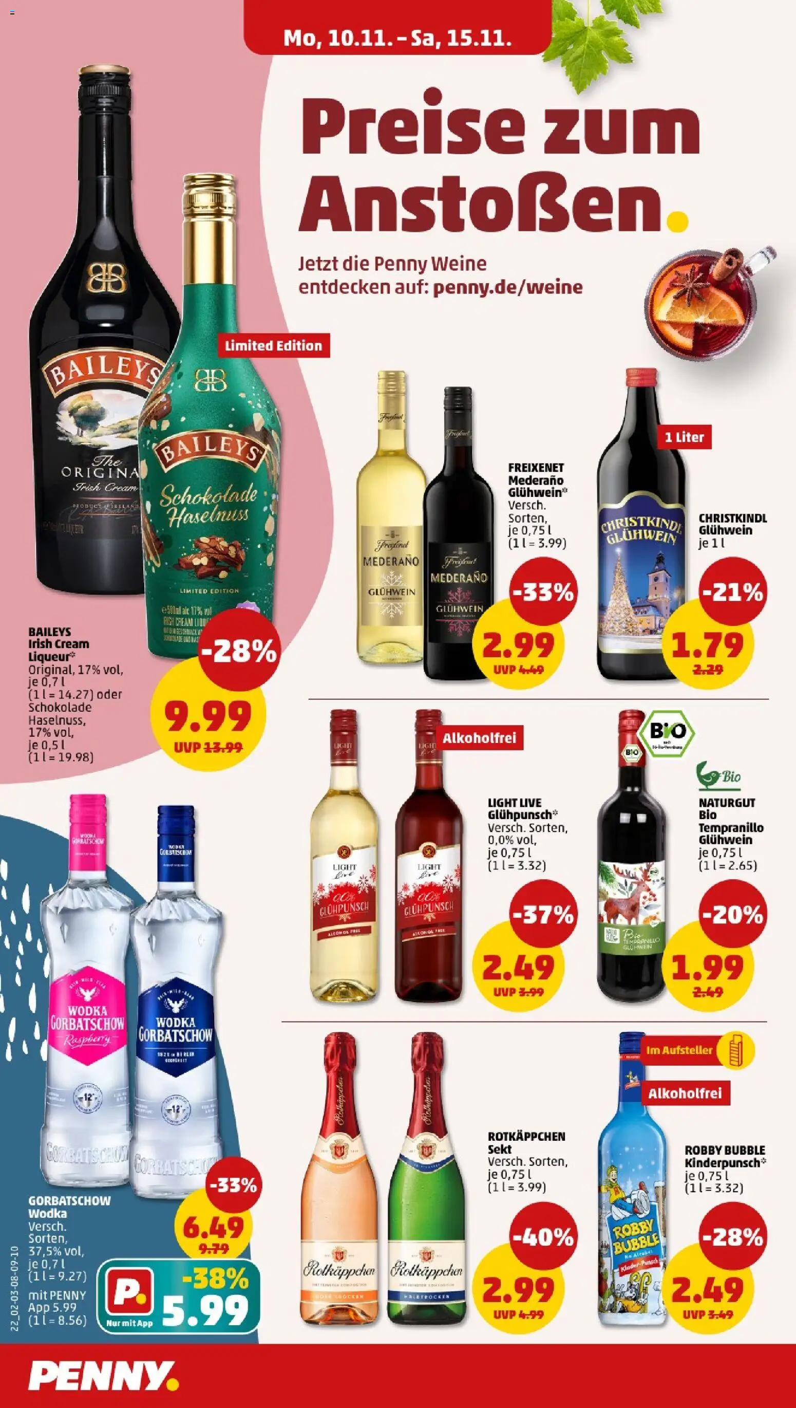 Penny - Niedersachsen – gültig ab 10.11.2025 | Seite: 24 | Produkte: Freixenet, Sekt, Baileys, Wodka gorbatschow