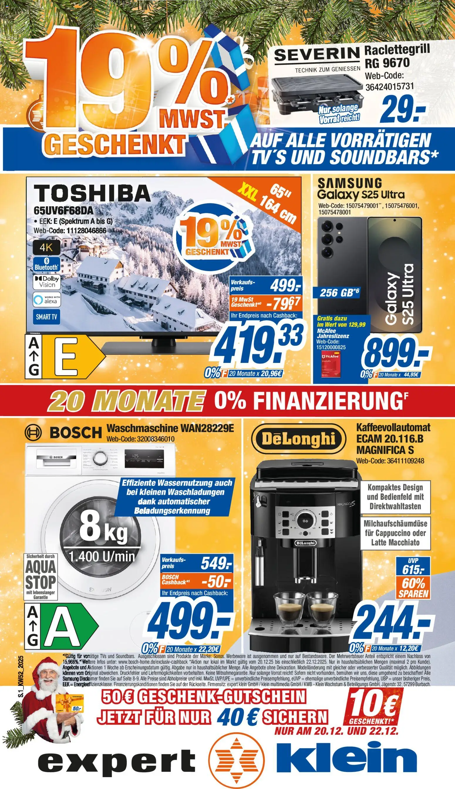 Expert Prospekt 	 – gültig ab 20.12.2025 | Seite: 1 | Produkte: Bosch, Waschmaschine, Samsung, Kaffeevollautomat