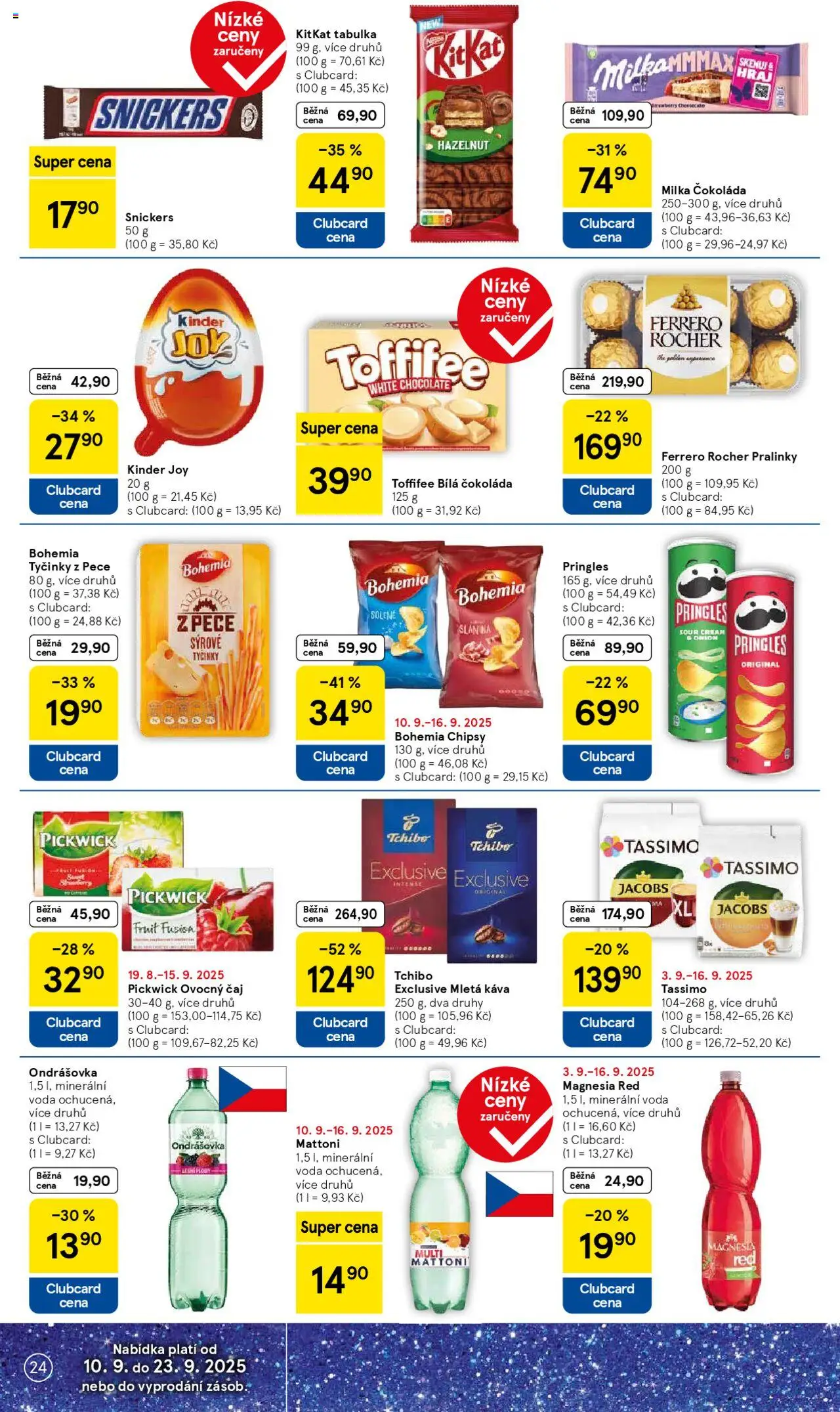 Tesco leták - Hypermarket od 10.09.2025 | Strana: 24 | Produkty: Ferrero Rocher, Čokoláda, Tchibo, Bílá čokoláda