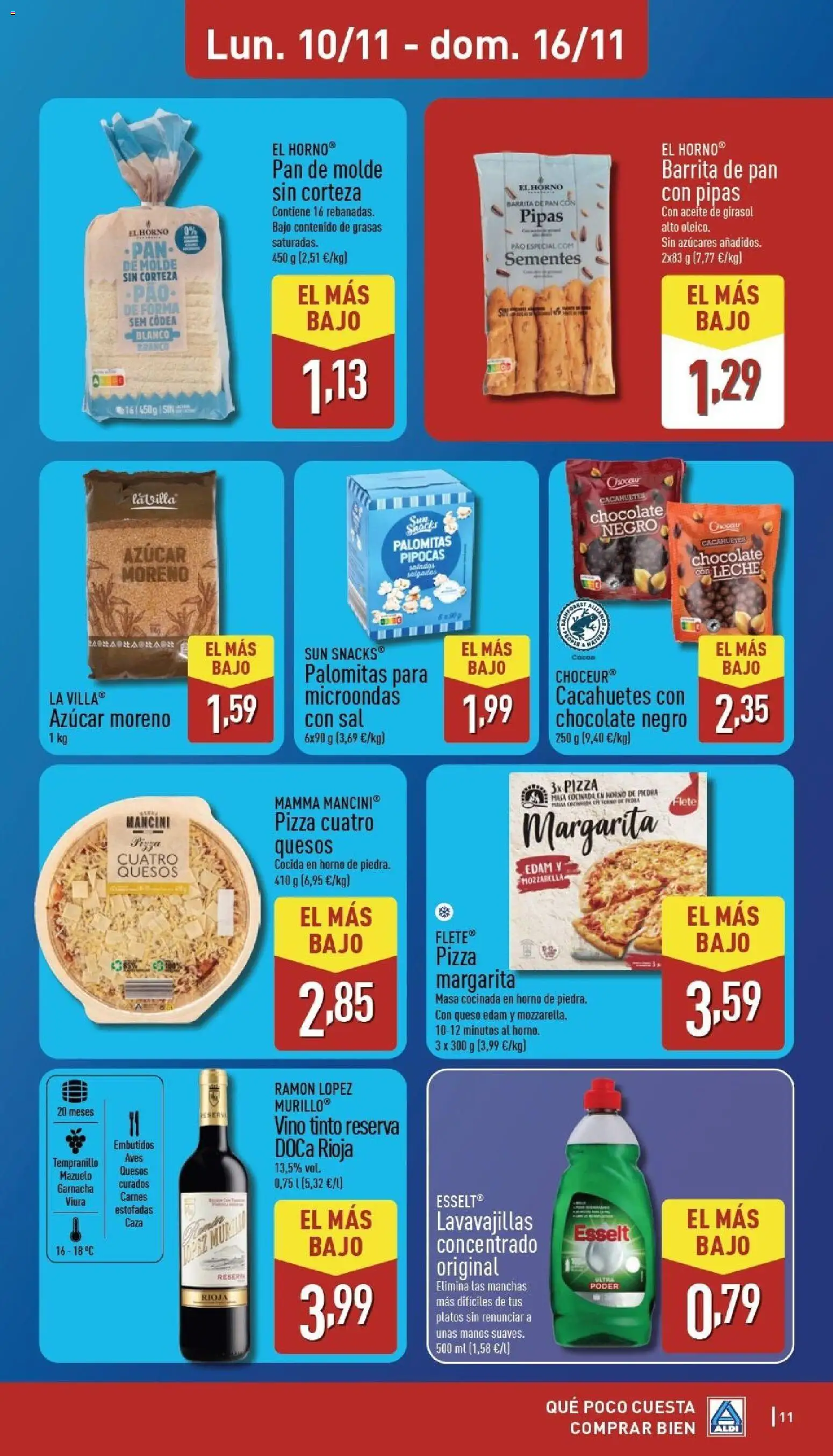 Aldi folleto Canarias │ válido desde el 10.11.2025 | Página: 11 | Productos: Queso, Vino, Aceite de girasol, Chocolate con leche
