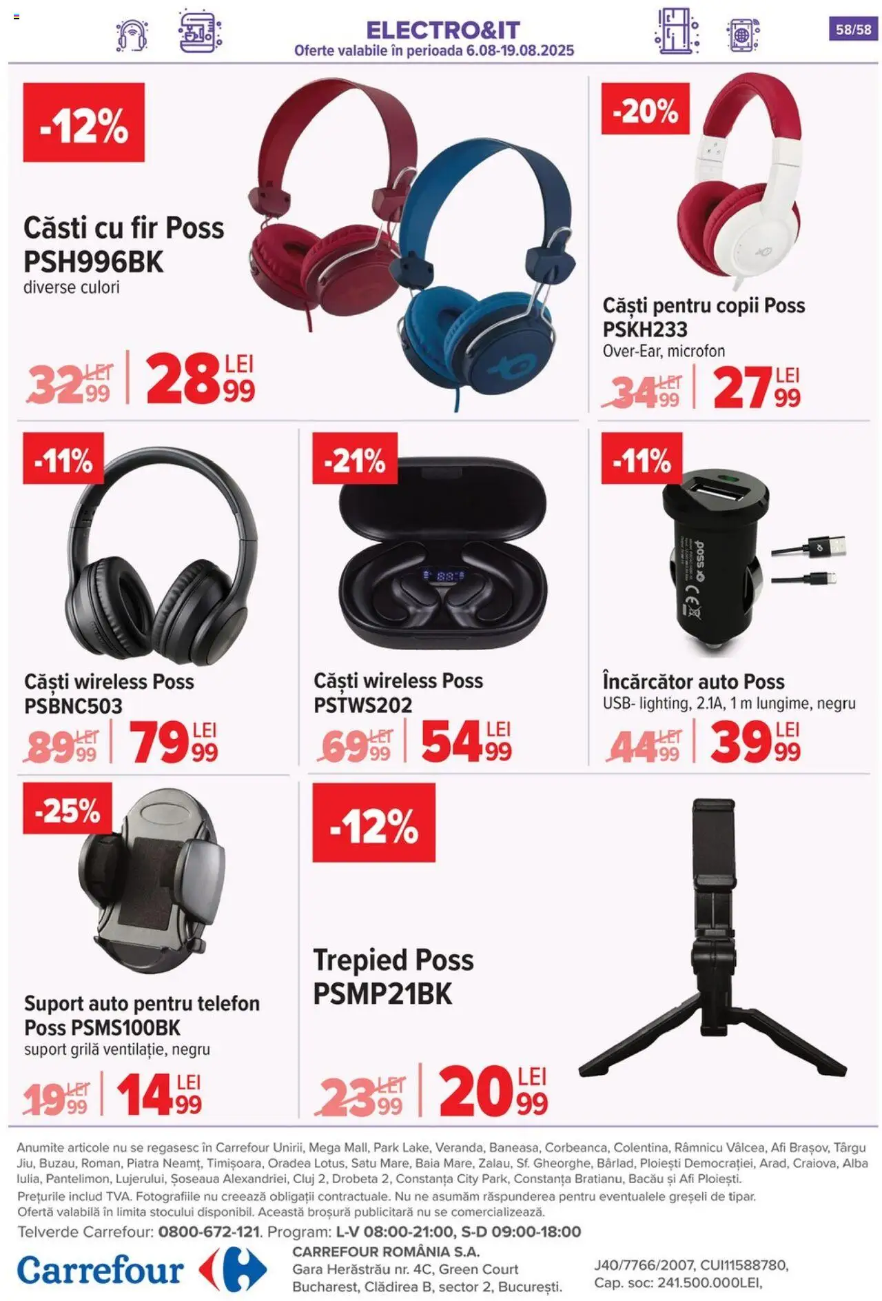 Catalog Carrefour – valabil de la 06.08.2025 | Pagină: 59 | Produse: Încărcător, Căști, Microfon, Usb