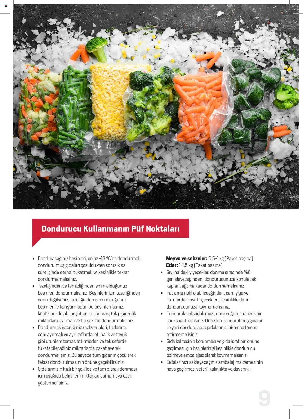 Arçelik Katalog - Dondurucu Kullanımında Püf Noktaları - 16.03.2023 tarihinden itibaren geçerlidir | Sayfa: 9