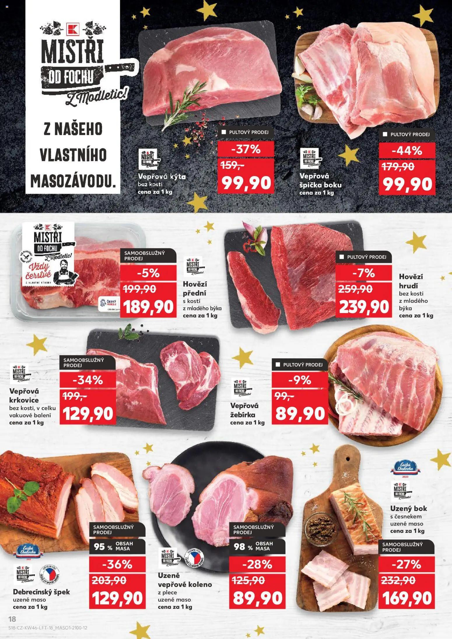 Kaufland leták - Plzeň Bory od 12.11.2025 | Strana: 18 | Produkty: Vepřové koleno, Uzené vepřové koleno, Krkovice, Kýta