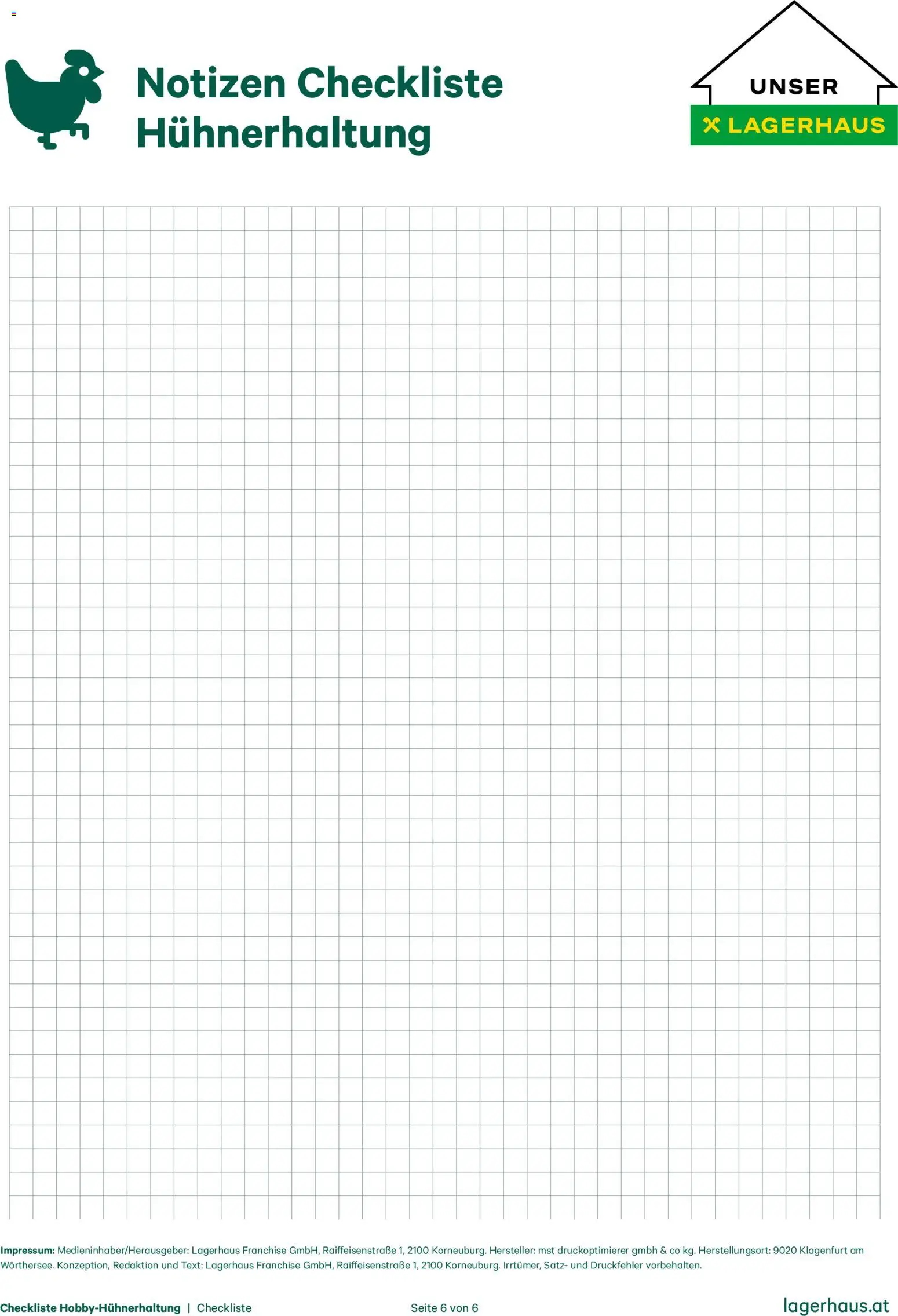 Lagerhaus  Checkliste Hobbyfarming Huehnerhaltung gültig ab 12.11.2025 | Seite: 6