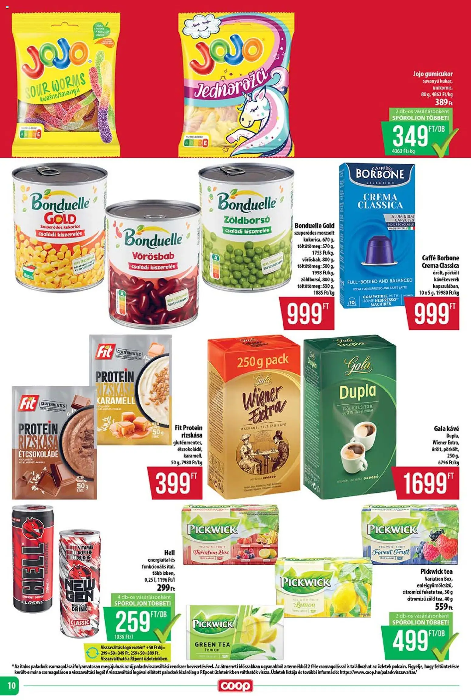COOP akciós ujság - amely érvényes a következő dátumtól: 15.01.2026 | Oldal: 10 | Termékek: Energiaital, Gumicukor, Tea, Cukor