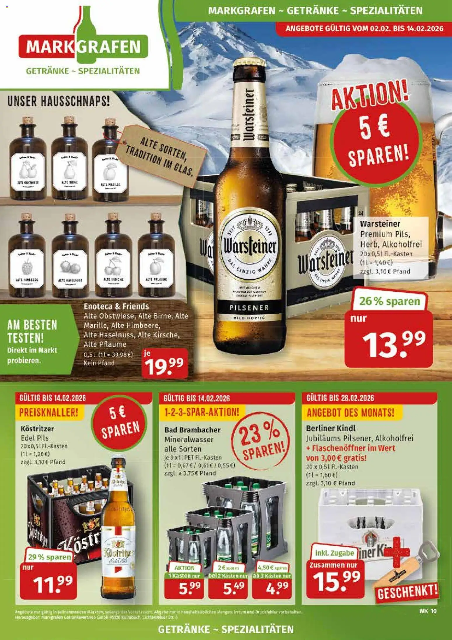 Markgrafen Prospekt 	 – gültig ab 02.03.2026 | Seite: 1 | Produkte: Berliner, Pils, Mineralwasser, Warsteiner