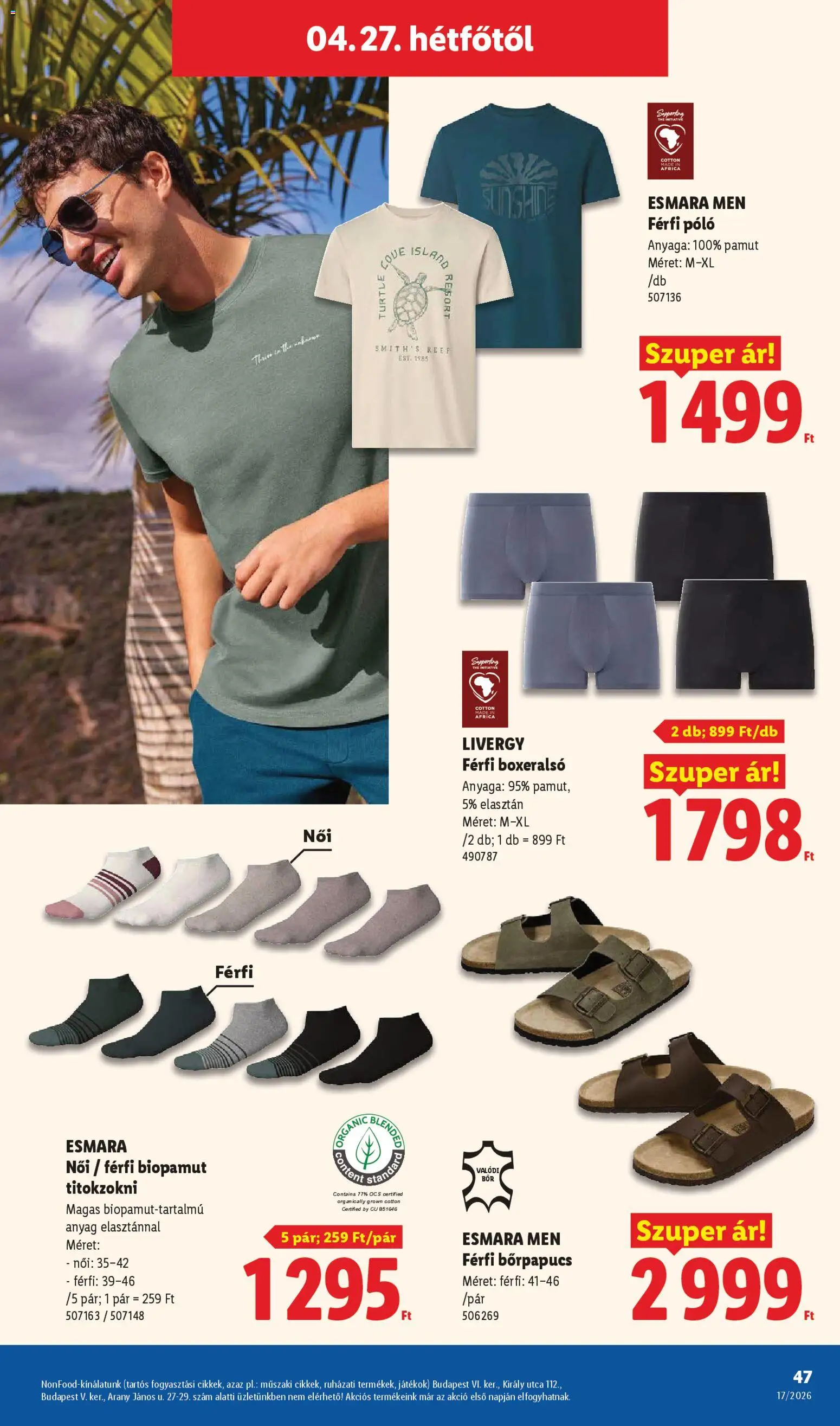 Lidl akciós ujság - amely érvényes a következő dátumtól: 23.04.2026 | Oldal: 47 | Termékek: Boxeralsó, Titokzokni, Játékok