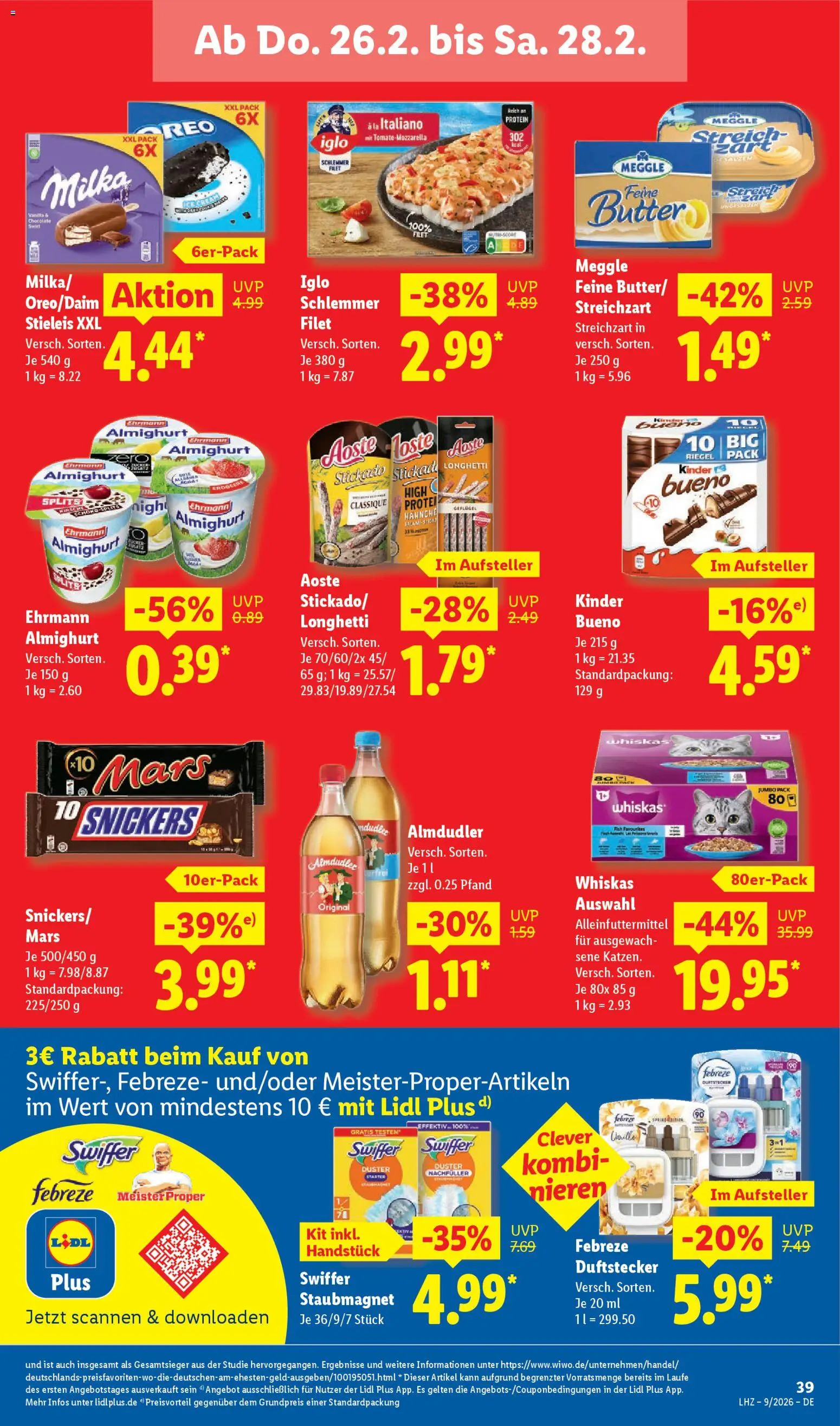 Lidl Prospekt Bestwig – gültig ab 23.02.2026 | Seite: 61 | Produkte: Butter, Mozzarella, Iglo, Snickers