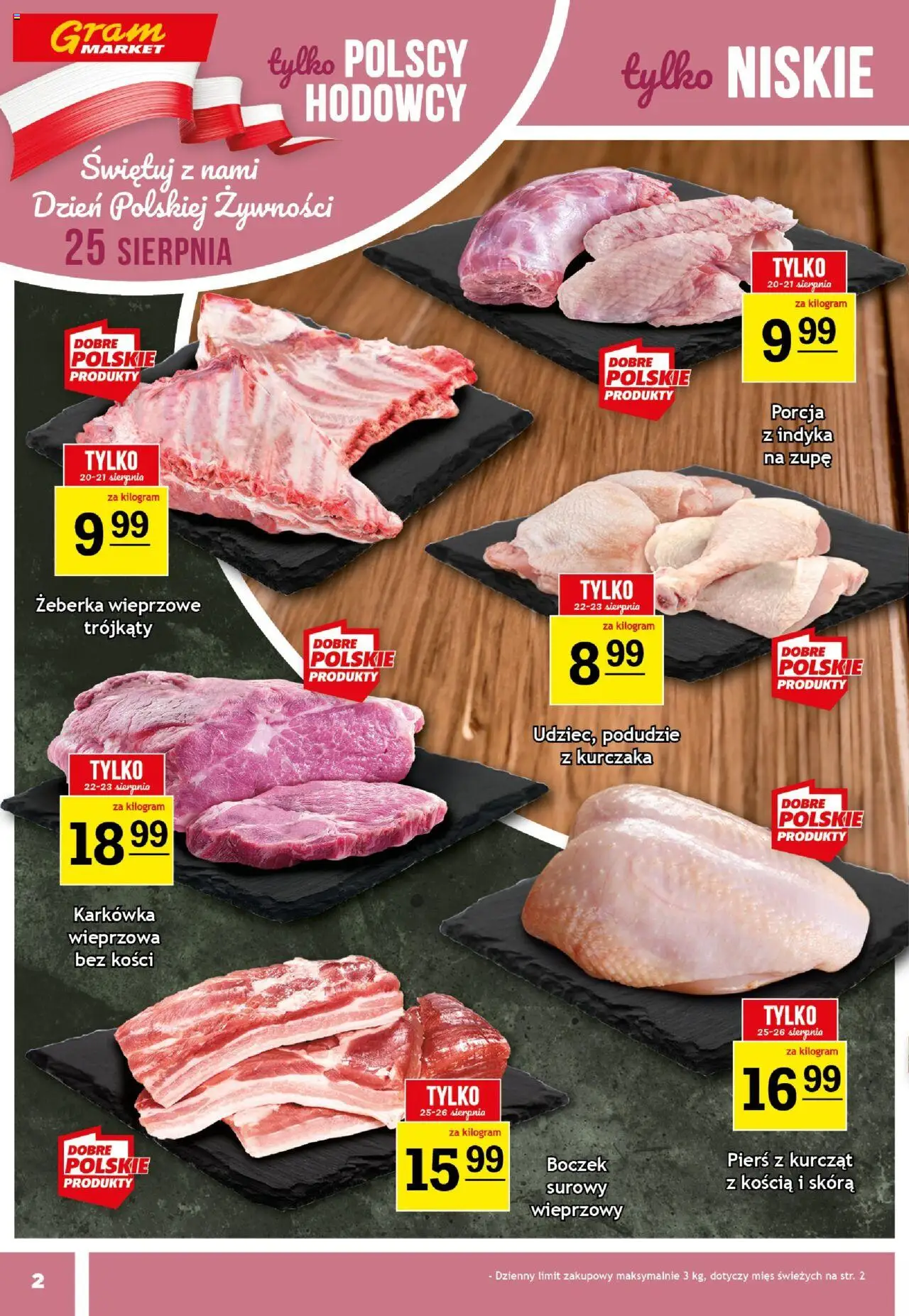 Gram Market Gazetka od 20.08.2025 | Strona: 2 | Produkty: Karkówka, Karkówka wieprzowa, Boczek
