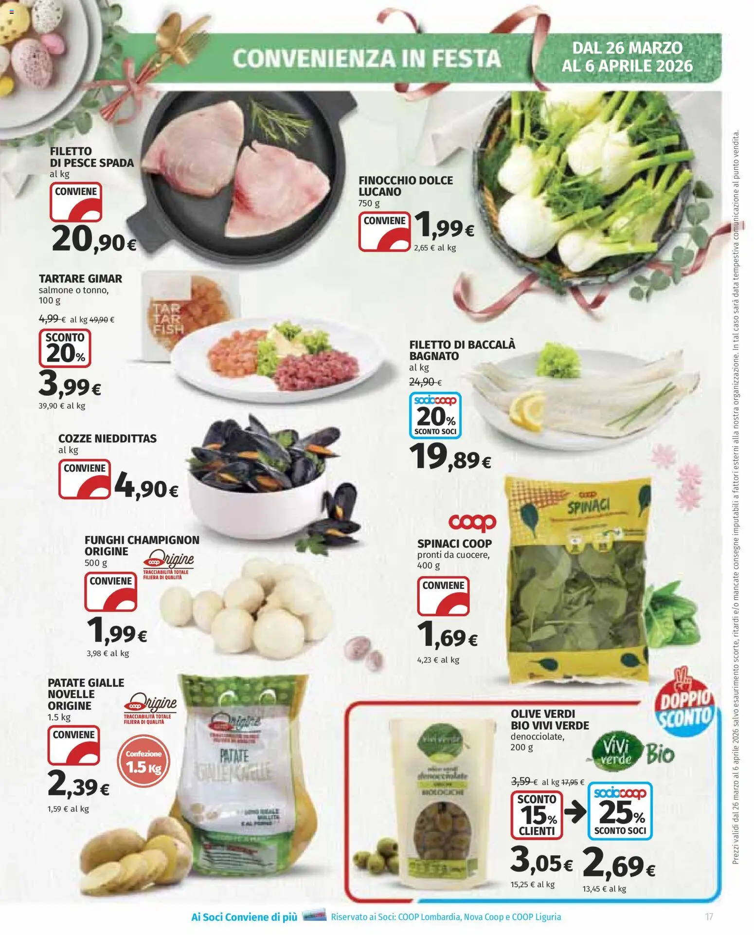Volantino COOP del 26.03.2026 | Pagina: 17 | Prodotti: Salmone, Pesce, Spinaci, Pesce spada