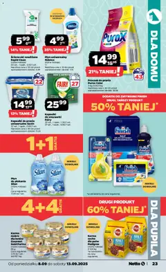 Netto gazetka - Spożywcza od 08.09.2025 | Strona: 23 | Produkty: Pedigree, Kapsułki do prania, Sól do zmywarki, Proszek do prania