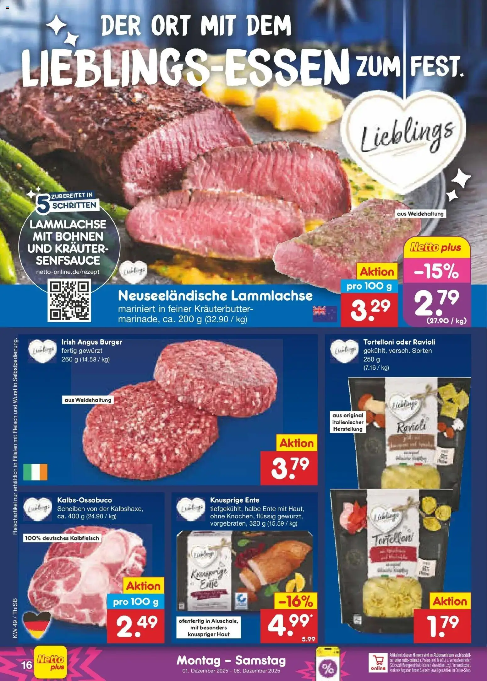 Netto Marken-Discount prospekt Spremberg	 – gültig ab 01.12.2025 | Seite: 18 | Produkte: Burger, Wurst, Fleisch, Ente