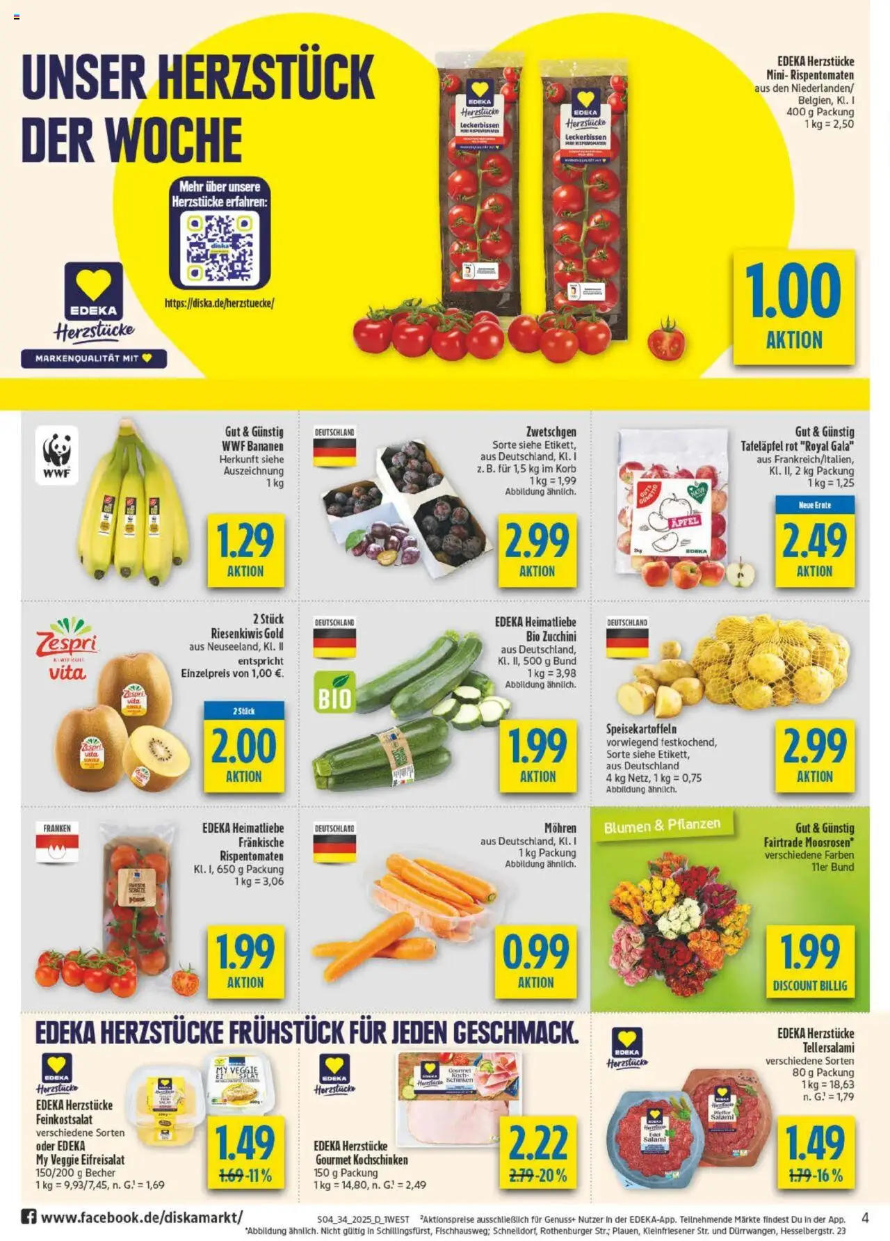 Diska - diska Angebote Bayern KW34 - gültig ab dem 18.08.2025 | Seite: 4 | Produkte: Korb, Äpfel, Zwetschgen, Salami
