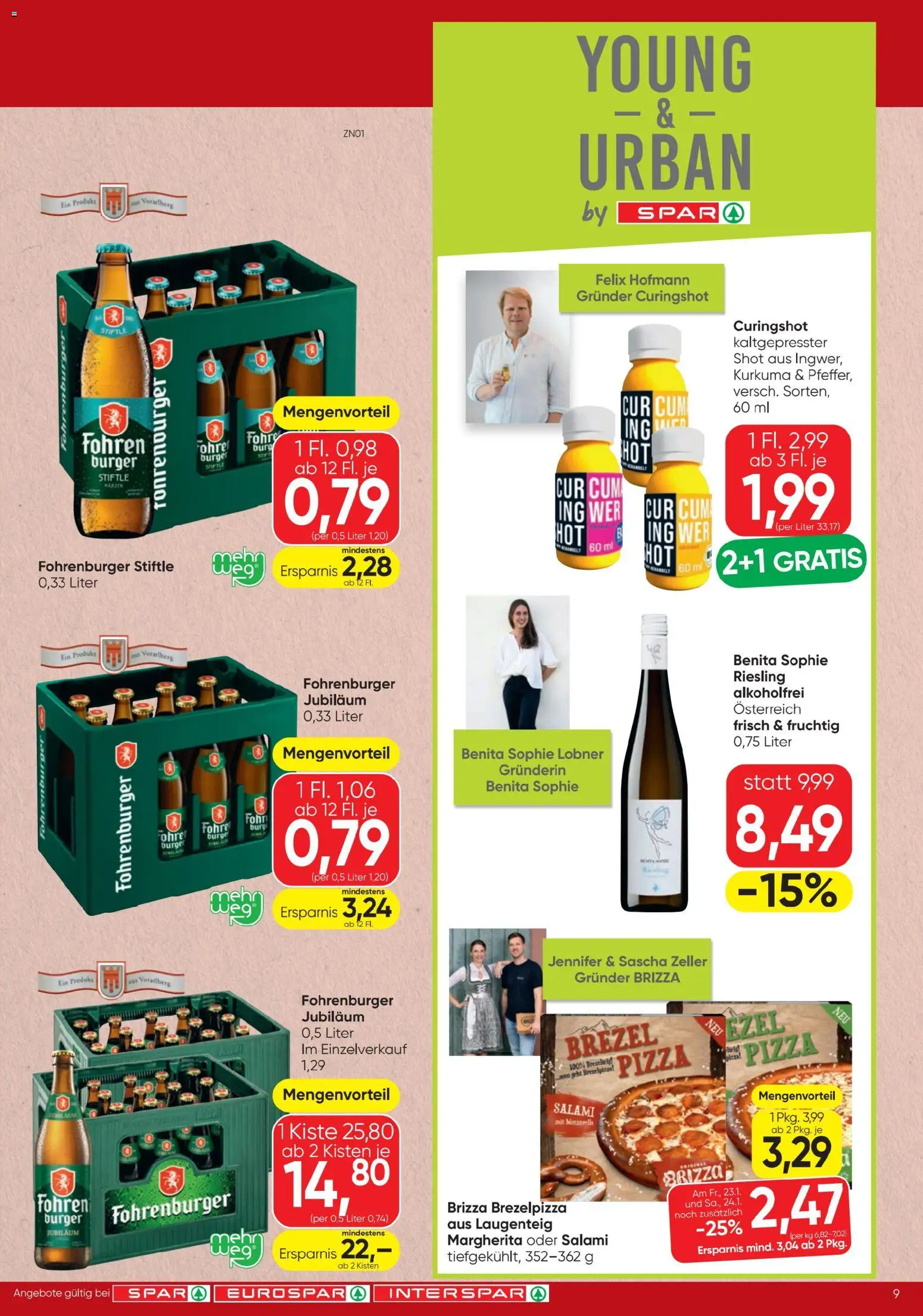 Spar Flugblatt gültig ab 22.01.2026 | Seite: 9 | Produkte: Salami, Pizza