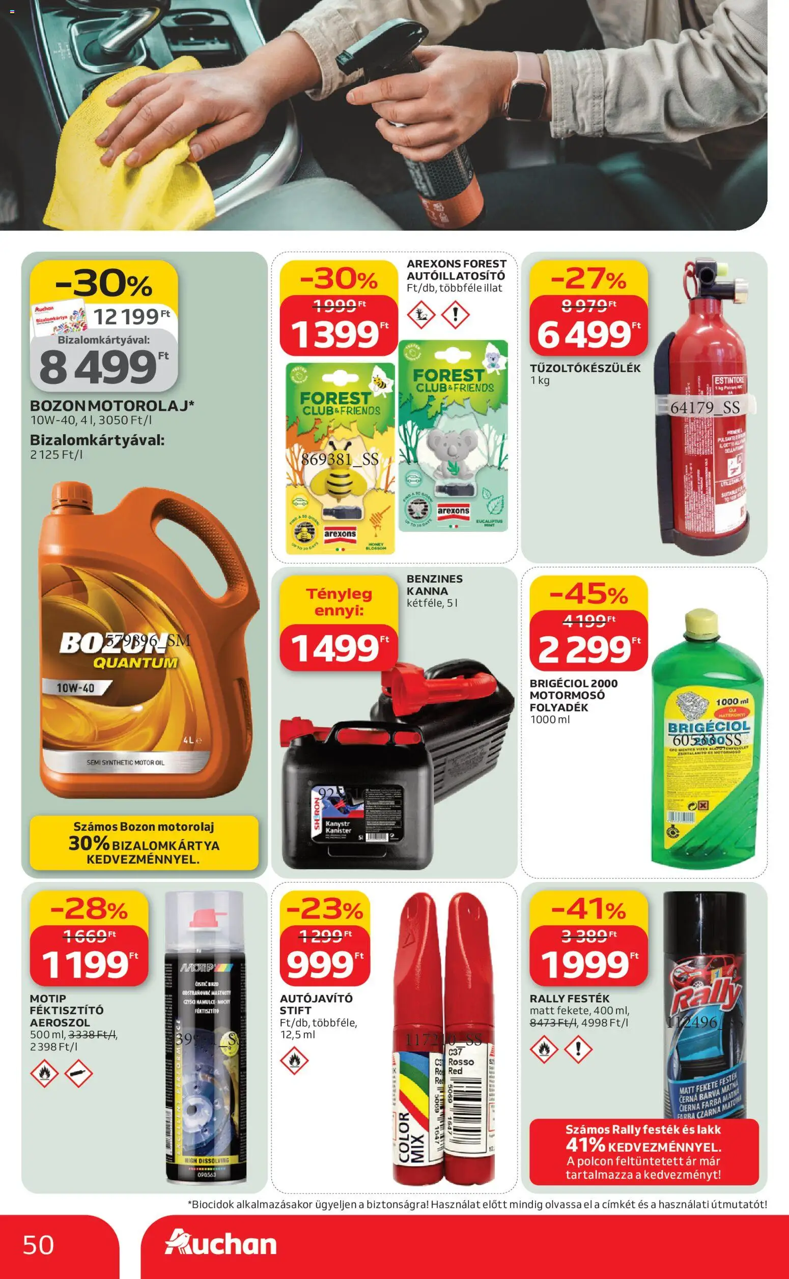 Auchan akciós ujság - amely érvényes a következő dátumtól: 19.02.2026 | Oldal: 50 | Termékek: Stift, Motorolaj, Festék