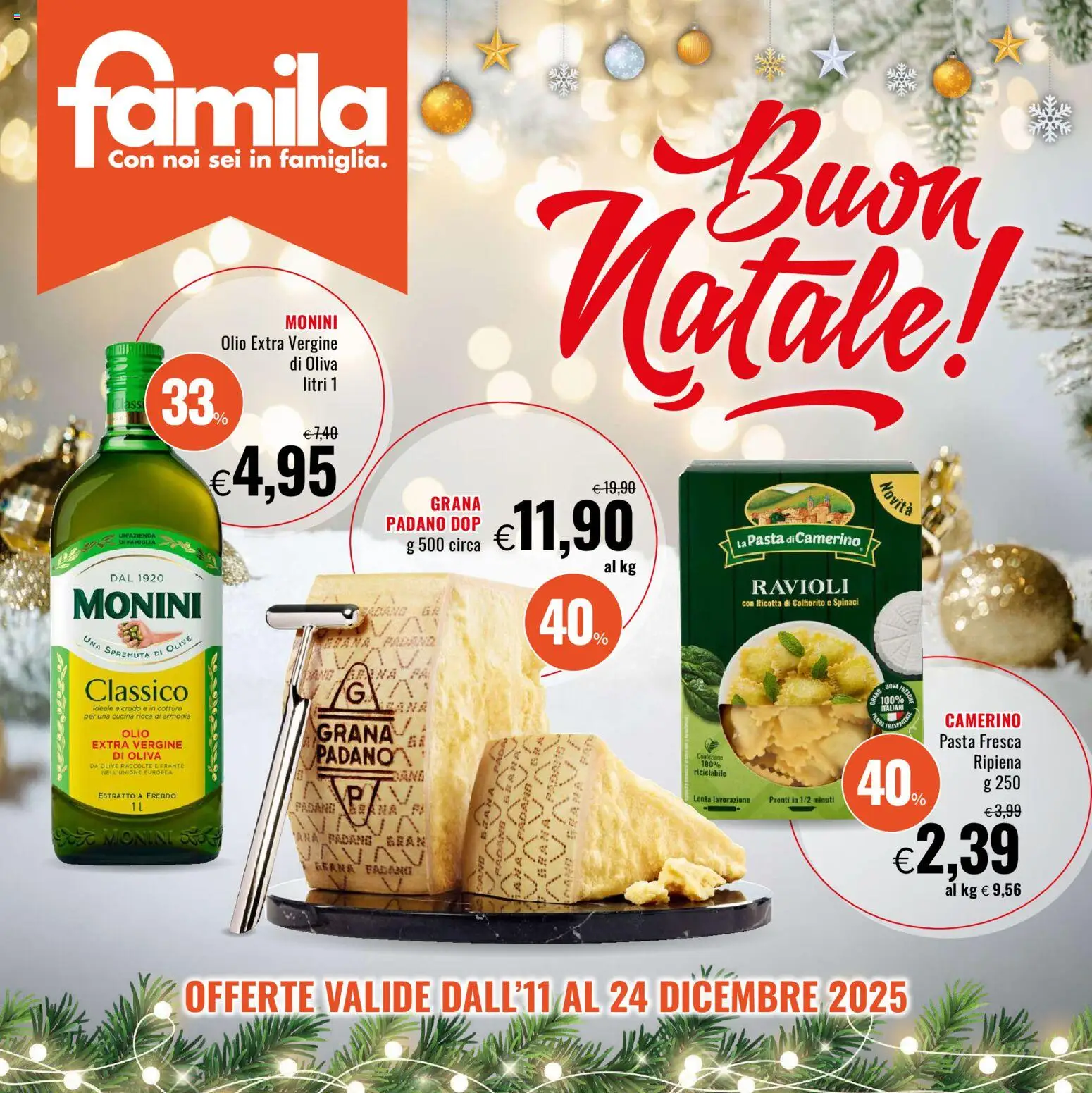 Volantino Famila del 11.12.2025 | Pagina: 1 | Prodotti: Olive, Pasta, Olio extra vergine, Ricotta