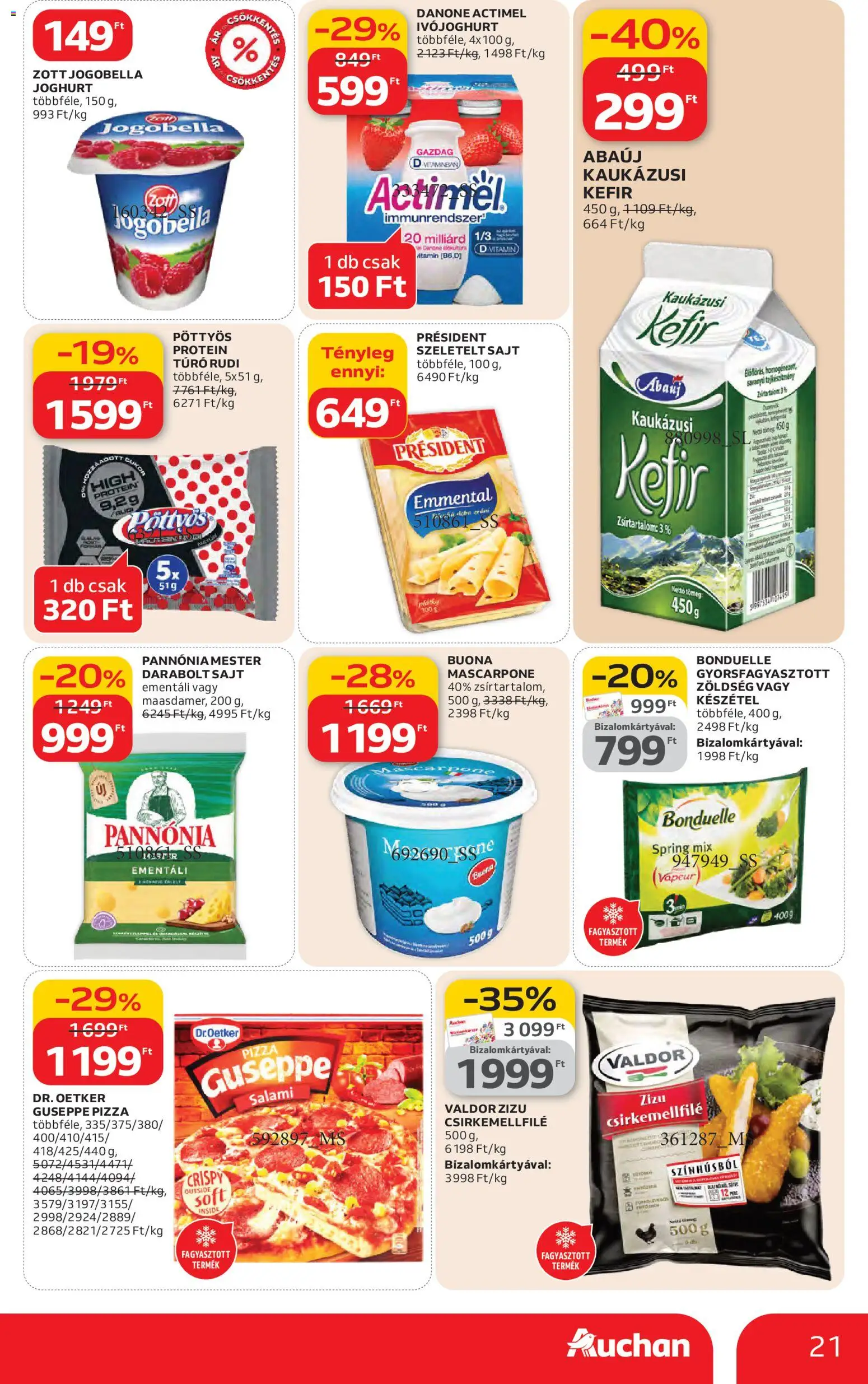 Auchan akciós ujság - amely érvényes a következő dátumtól: 26.02.2026 | Oldal: 21 | Termékek: Ivójoghurt, Túró rudi, Kaukázusi kefír, Túró