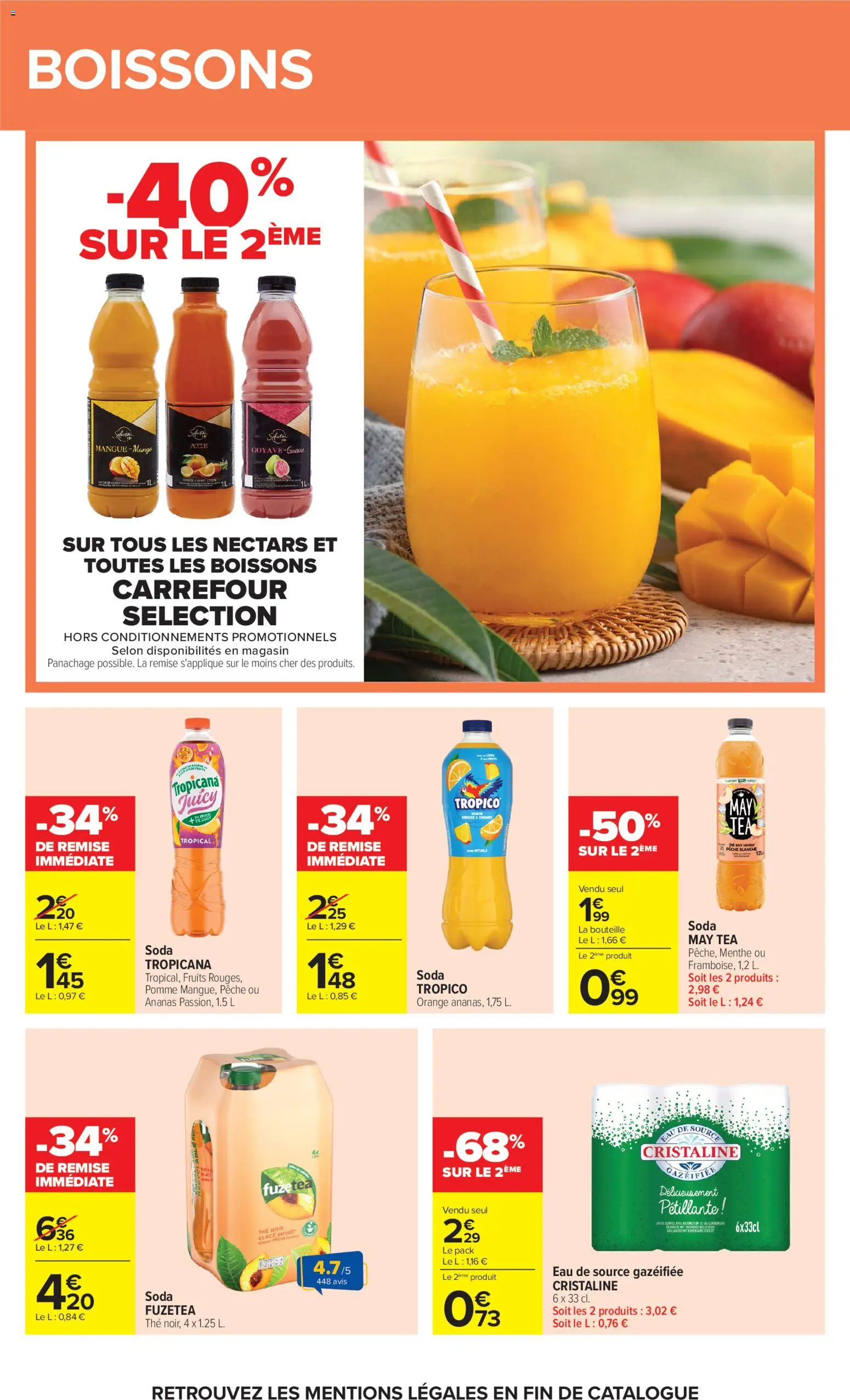 {H1} | Page: 48 | Produits: Mangue, Orange, Pêche, Eau de source