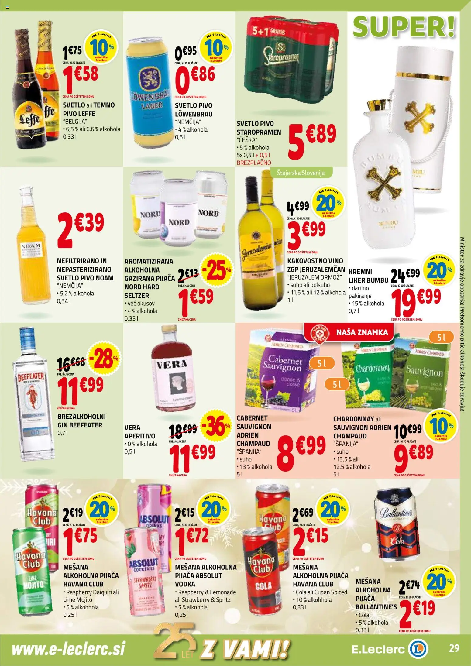 Novi E.leclerc katalog ponudbe – veljaven od 26.11.2025 | Stran: 29 | Izdelki: Vino, Pivo, Gin, Vodka