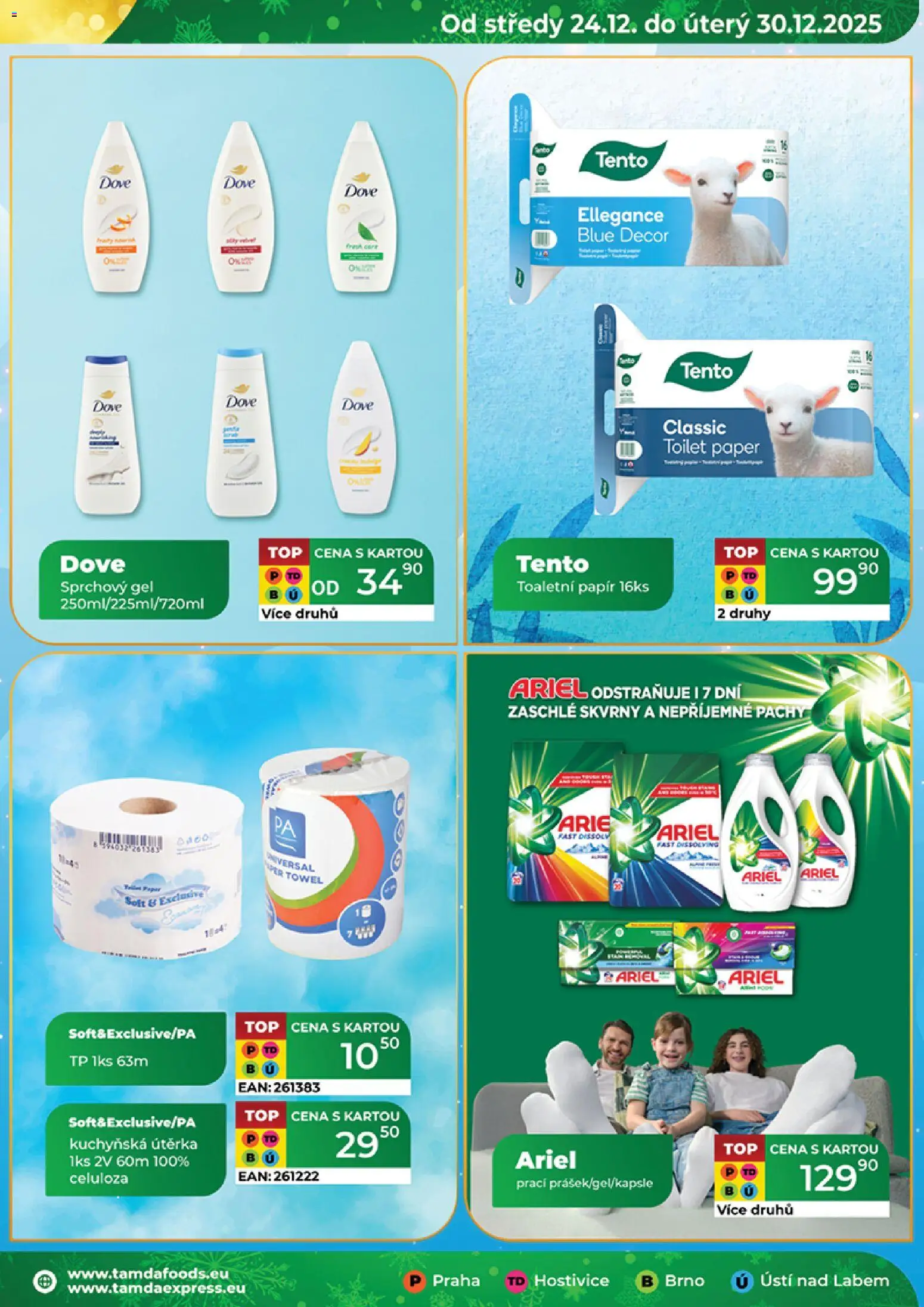 Tamda Foods leták od 24.12.2025 | Strana: 19 | Produkty: Sprchový gel, Toaletní papír, Ariel, Dove
