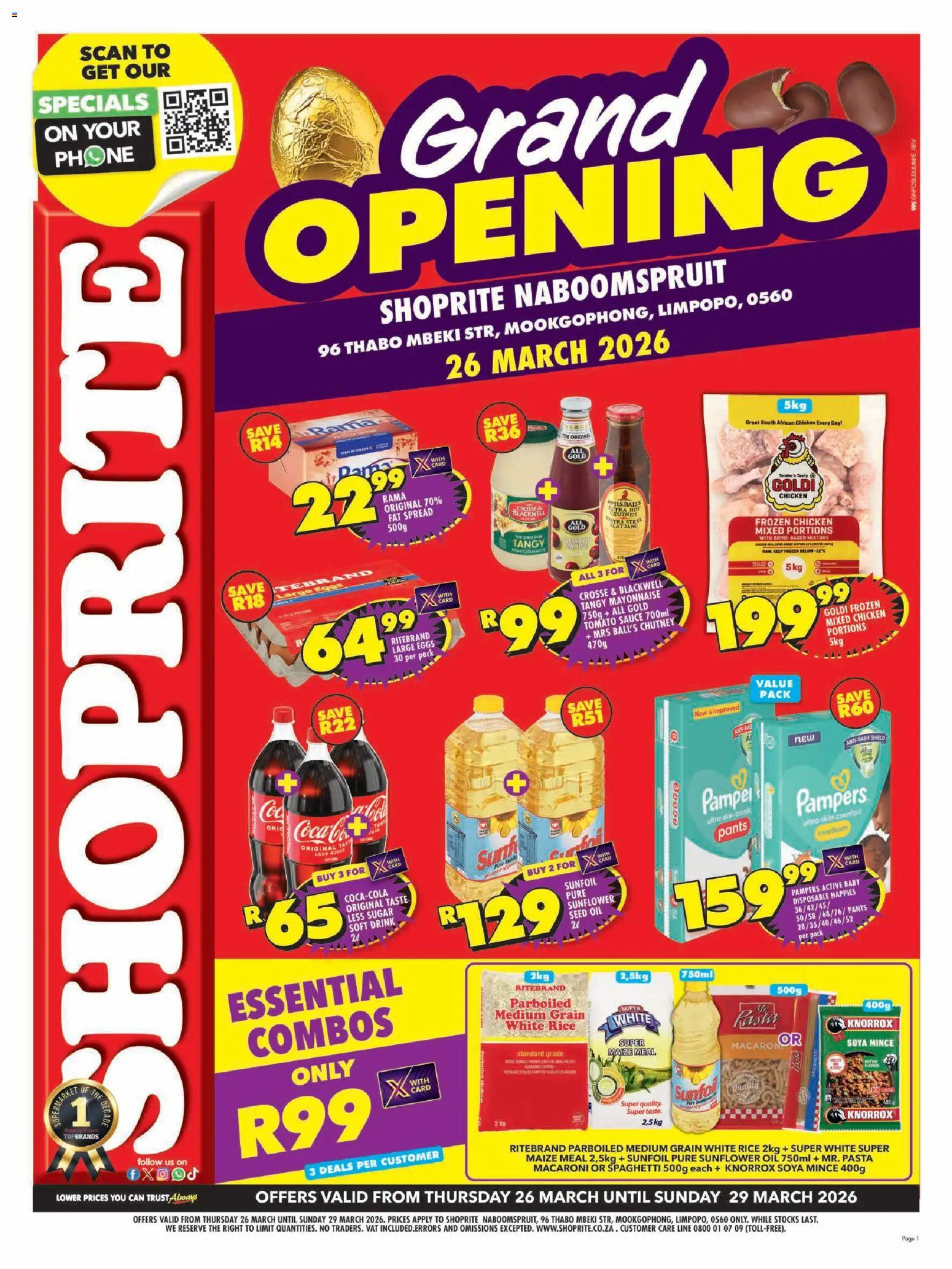New Shoprite catalogue – valid from 26.03.2026 | Page: 1 | Products: Chutney, Eggs, Fat spread, Sugar