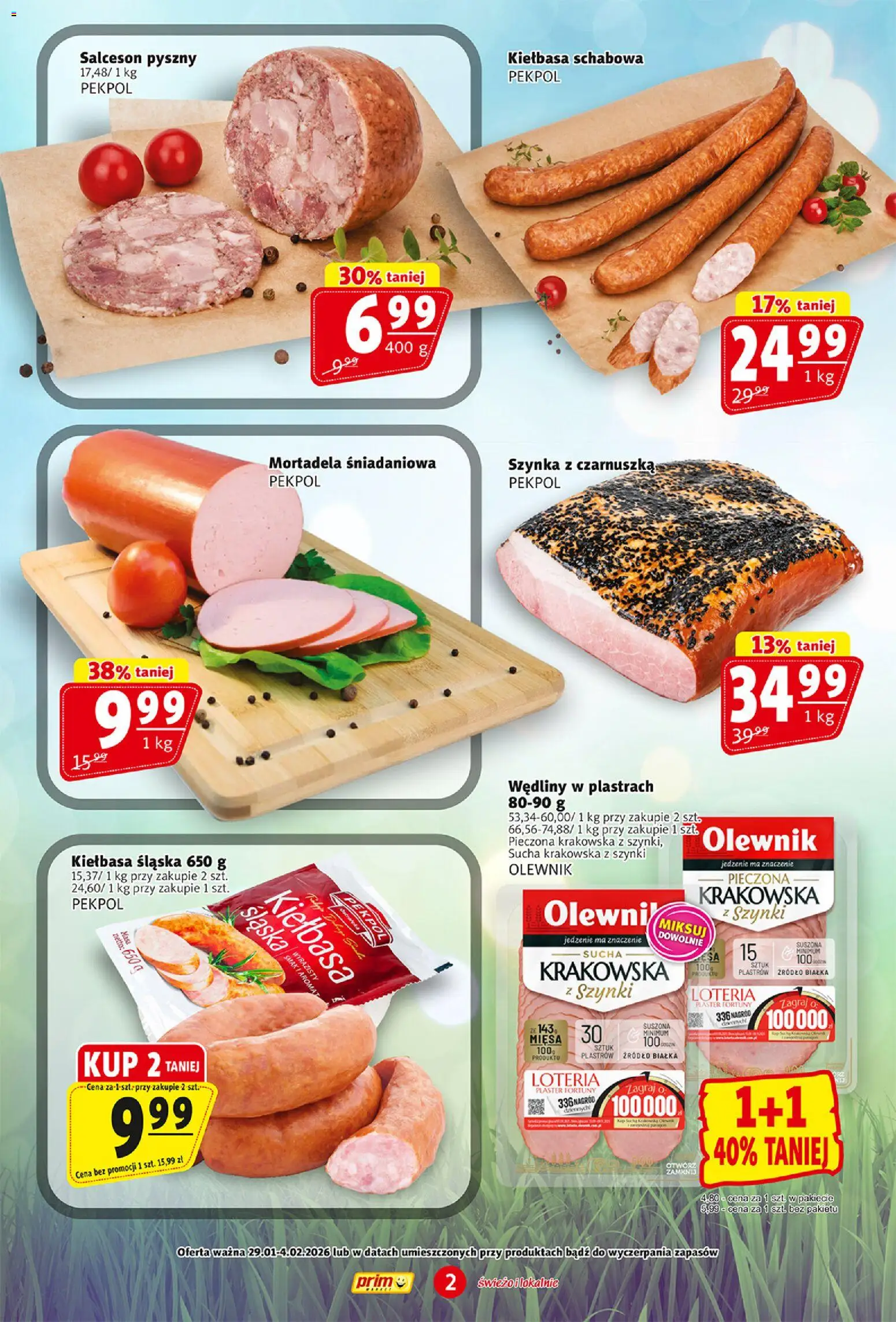 Prim Market Gazetka od 29.01.2026 | Strona: 2 | Produkty: Czarnuszka, Szynka, Kiełbasa śląska, Wędliny