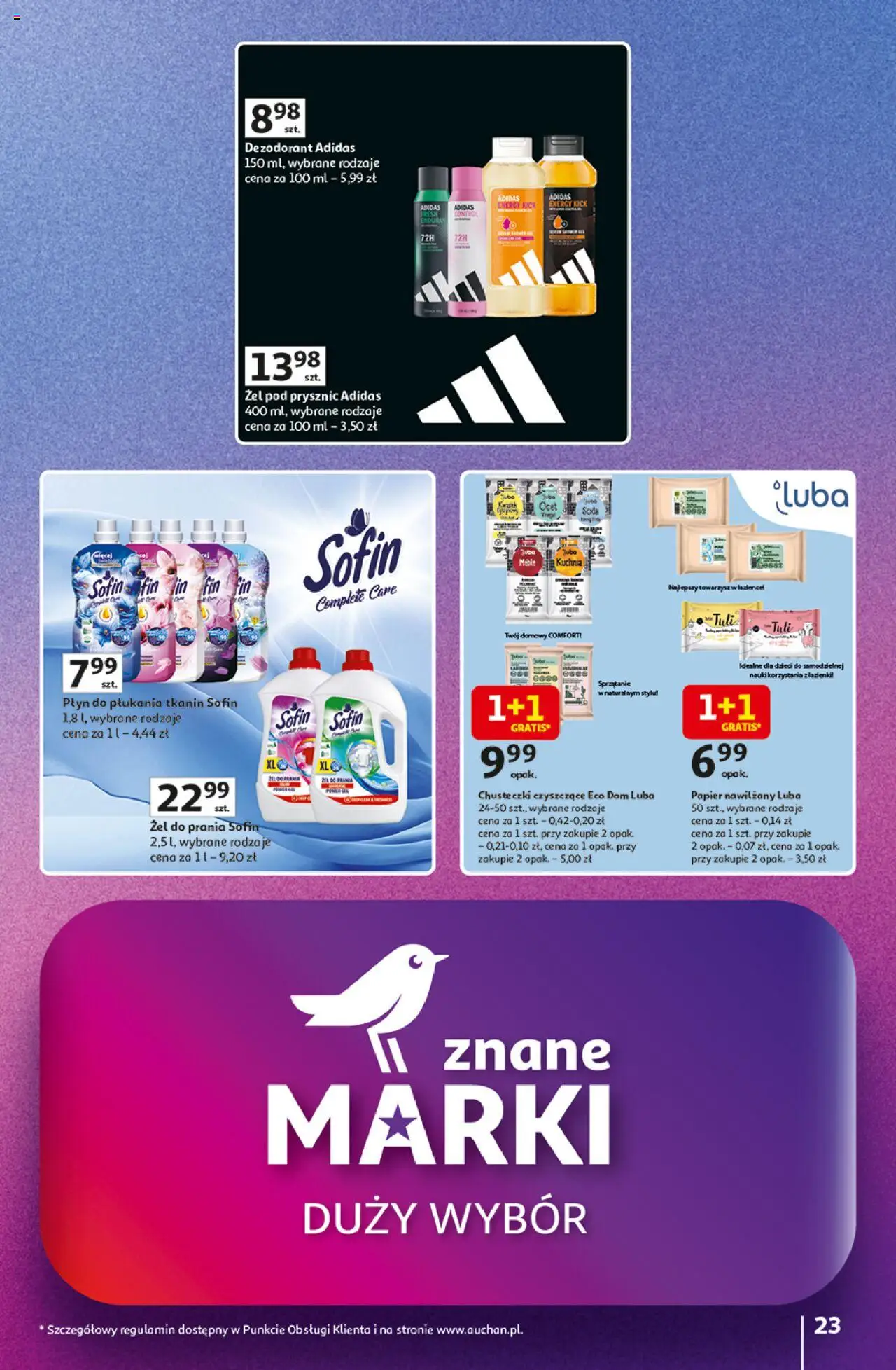 Auchan Gazetka - Znane Marki Duży Wybór Hipermarket od 12.06.2025 | Strona: 23 | Produkty: Ocet, Prysznic, Płyn do płukania tkanin, Żel pod prysznic