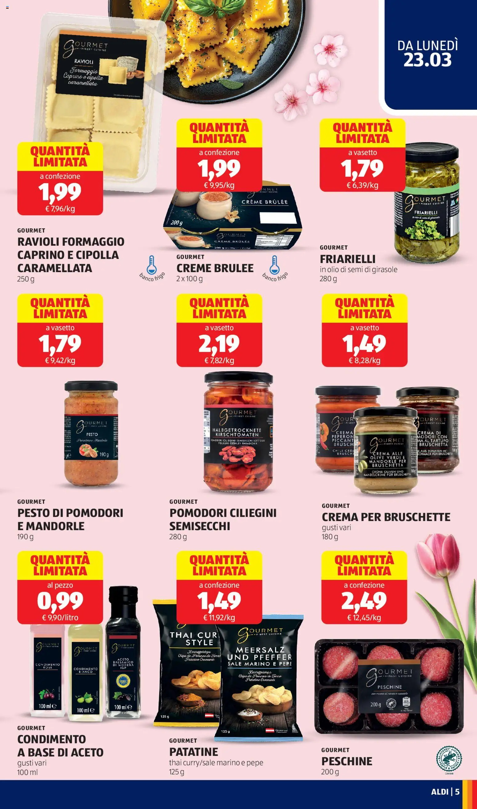 Volantino Aldi del 23.03.2026 | Pagina: 5 | Prodotti: Tartufo, Formaggio, Mandorle, Topping