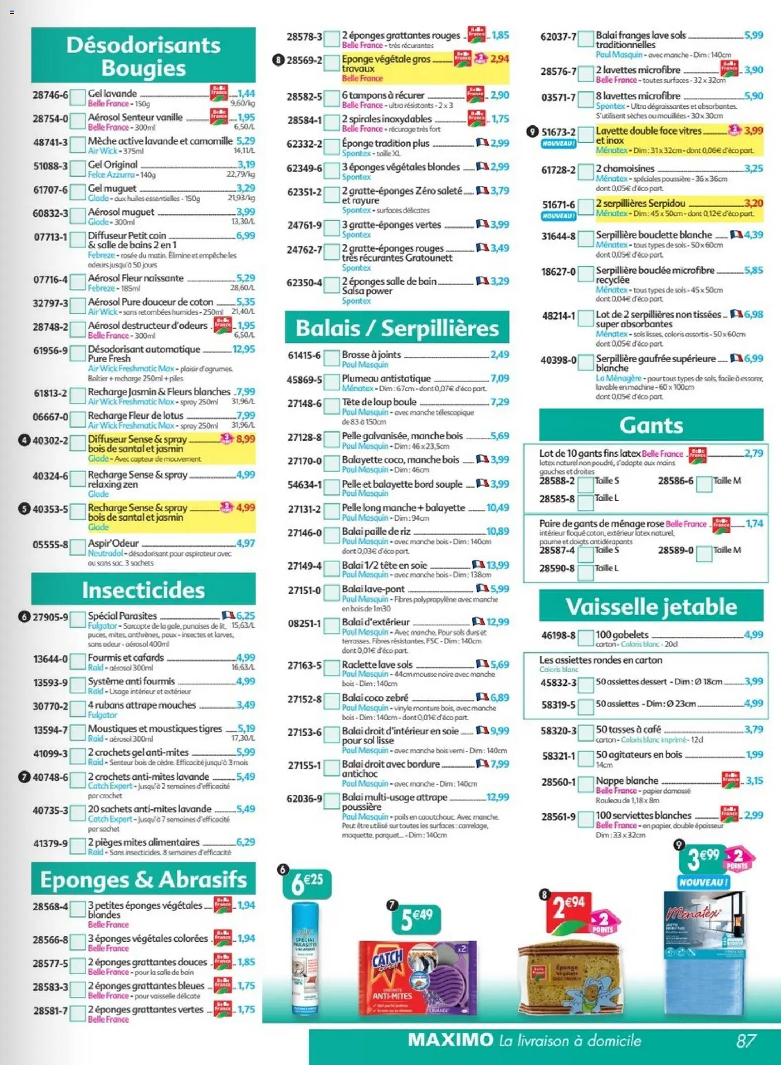 {H1} | Page: 87 | Produits: Lavande, Aspirateur, Raclette, Piles