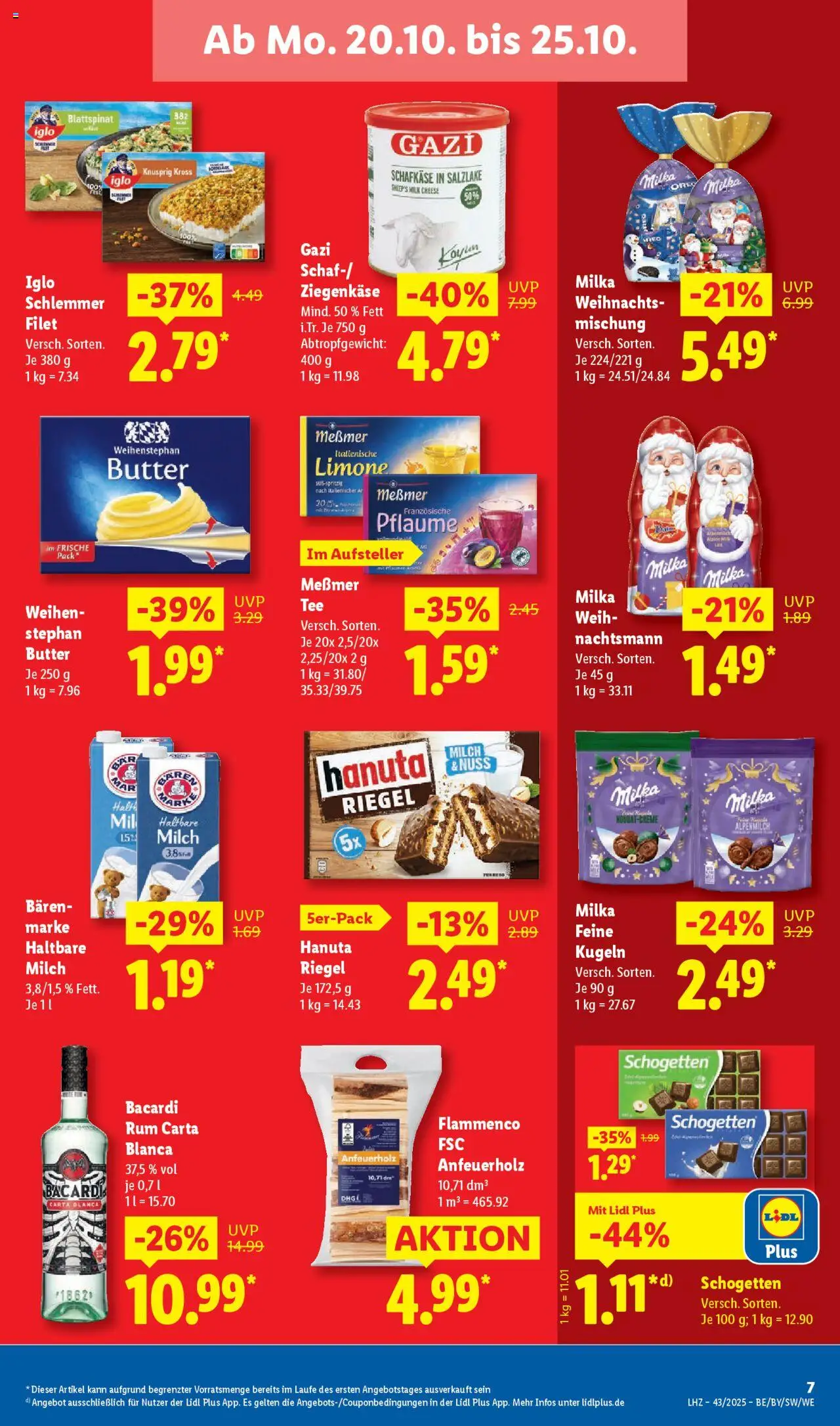 Lidl Prospekt Kornwestheim – gültig ab 20.10.2025 | Seite: 15 | Produkte: Ziegenkäse, Iglo, Milka, Schogetten
