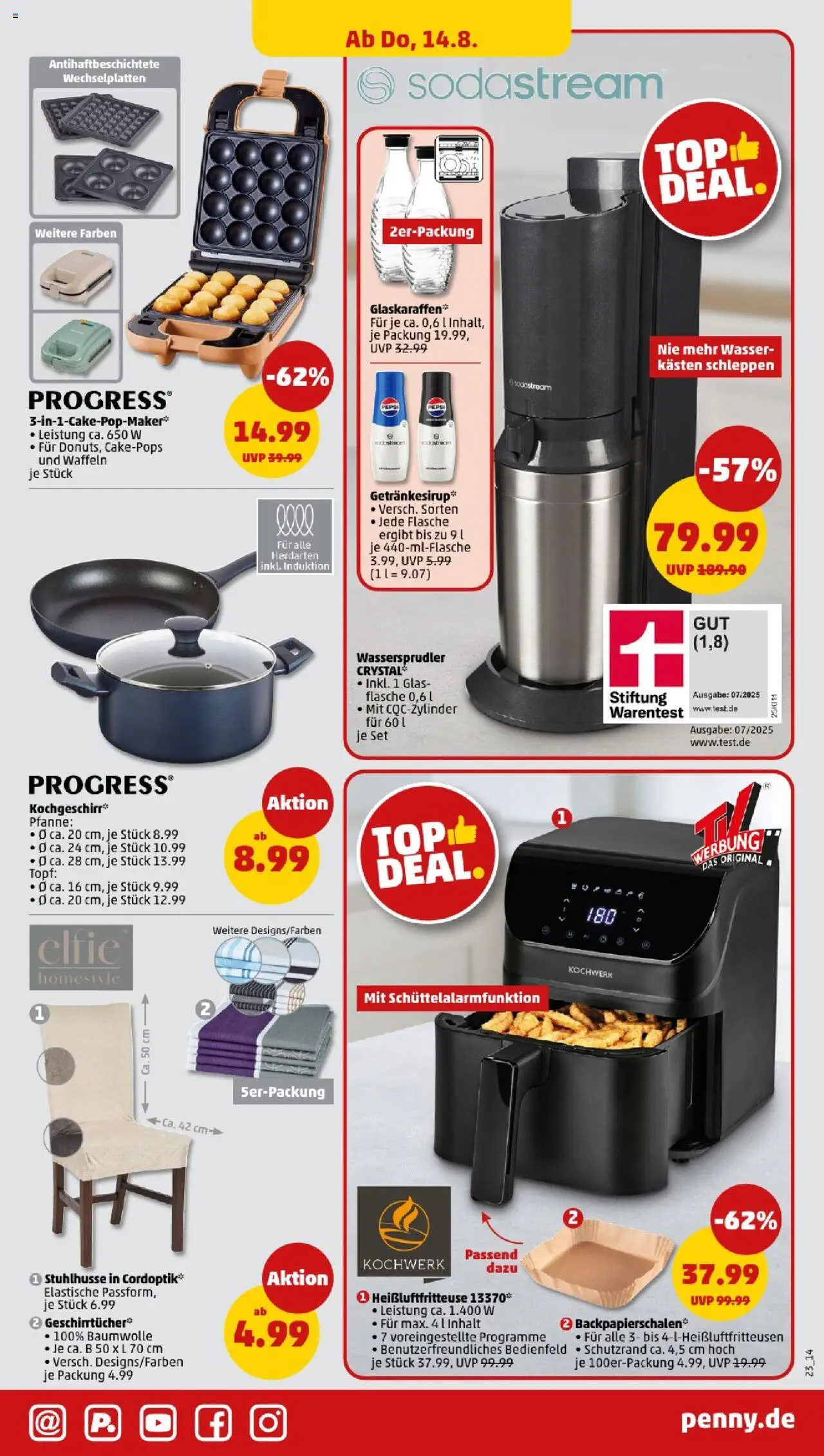 Penny - Baden-Württemberg - gültig ab dem 11.08.2025 | Seite: 23 | Produkte: Waffeln, Wasser, Heißluftfritteuse, Sodastream