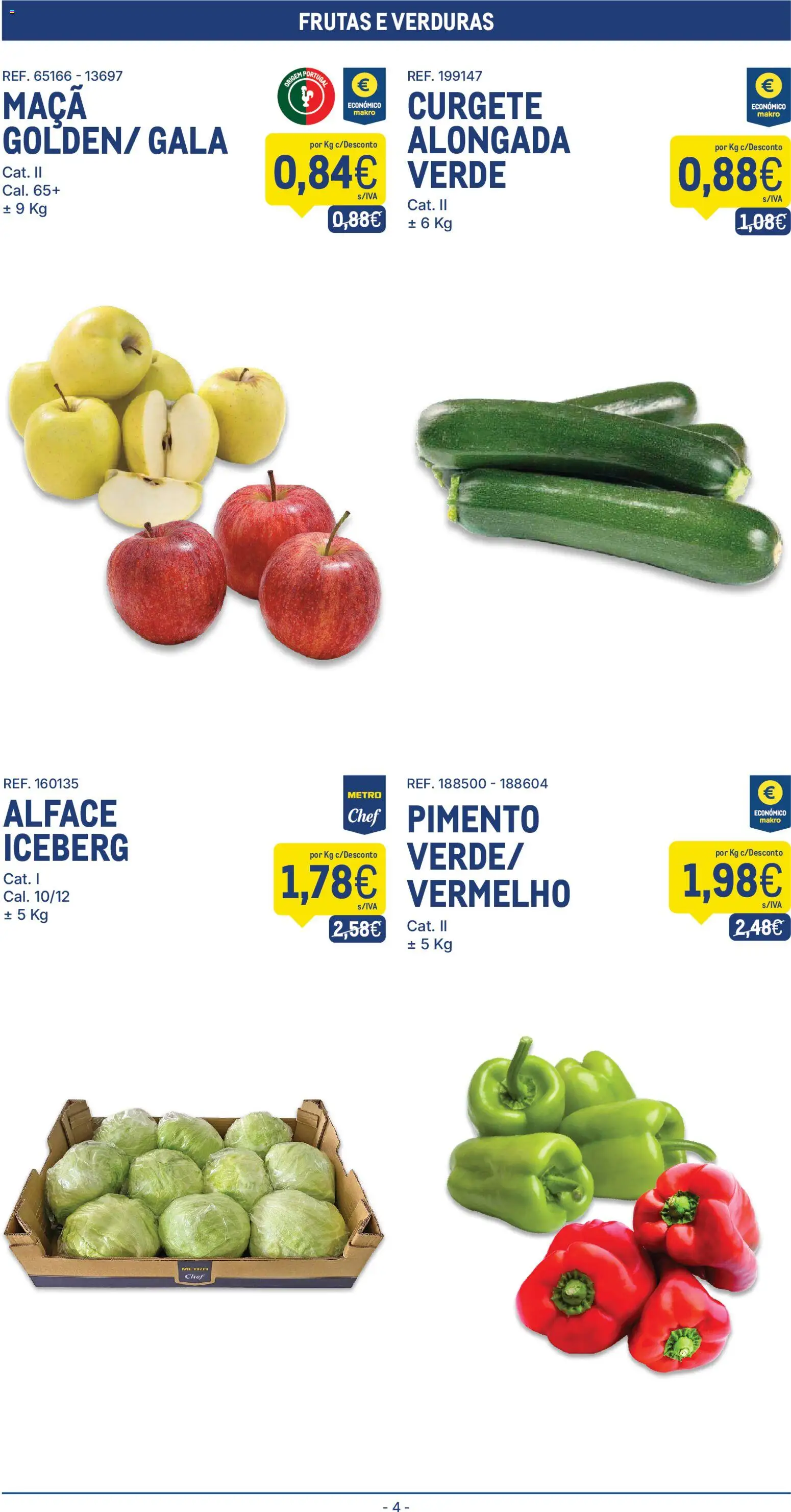 Makro folheto │ válido de 21.04.2026 | Página: 4 | Produtos: Curgete, Maça, Alface