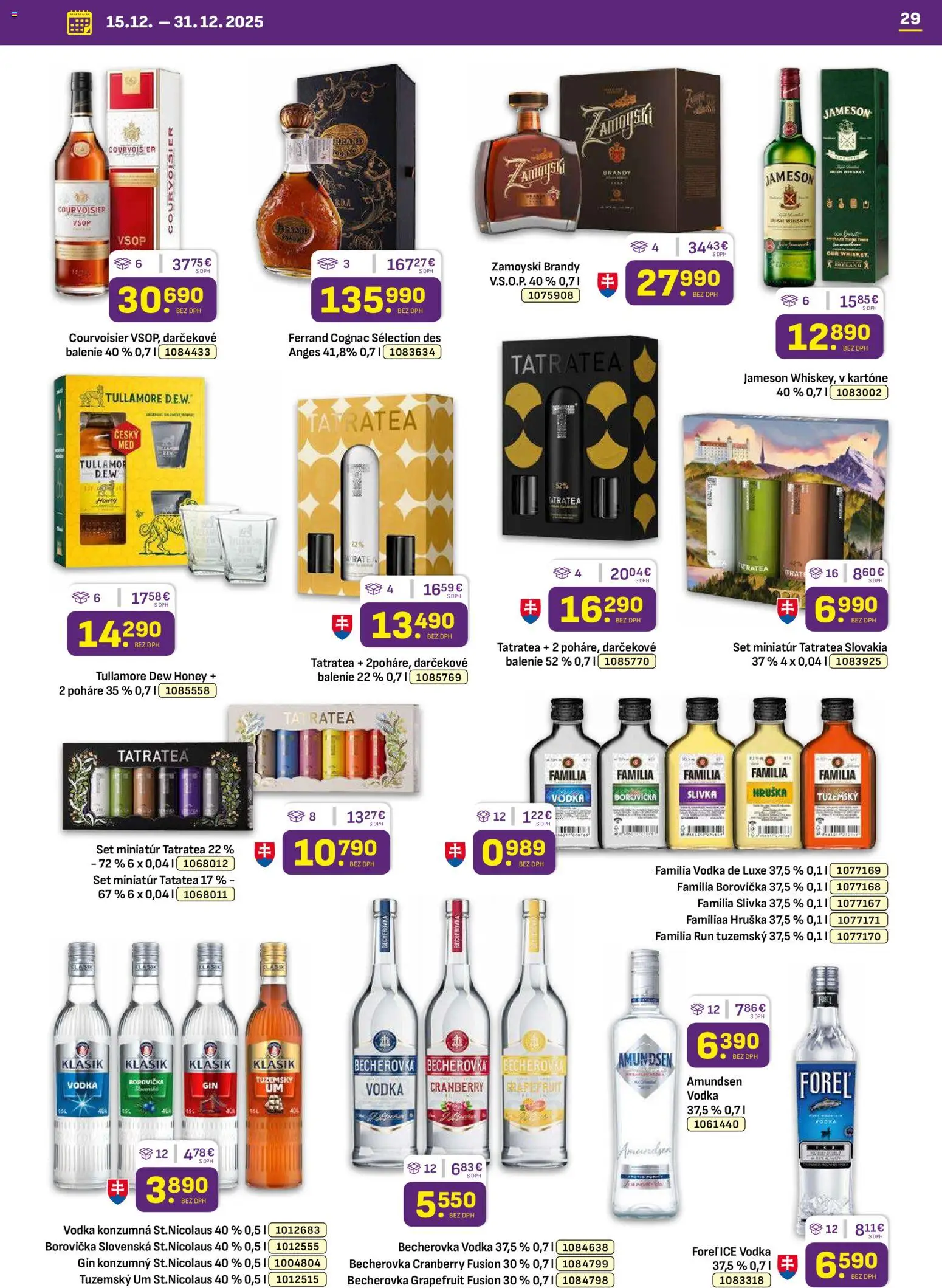 Nové Libex akcie – leták je platný od 15.12.2025 | Strana: 29 | Produkty: Becherovka, Jameson, Borovička, Brandy