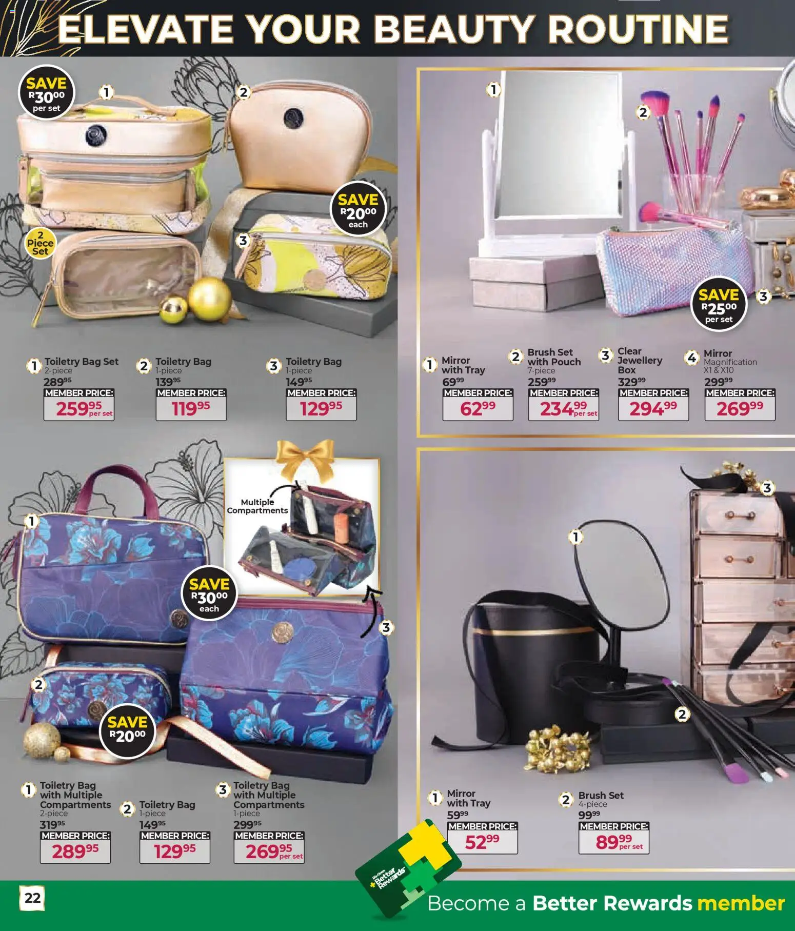 New Dis-Chem catalogue – valid from 29.10.2025 | Page: 22 | Products: Tray, Bag, Mirror, Brush