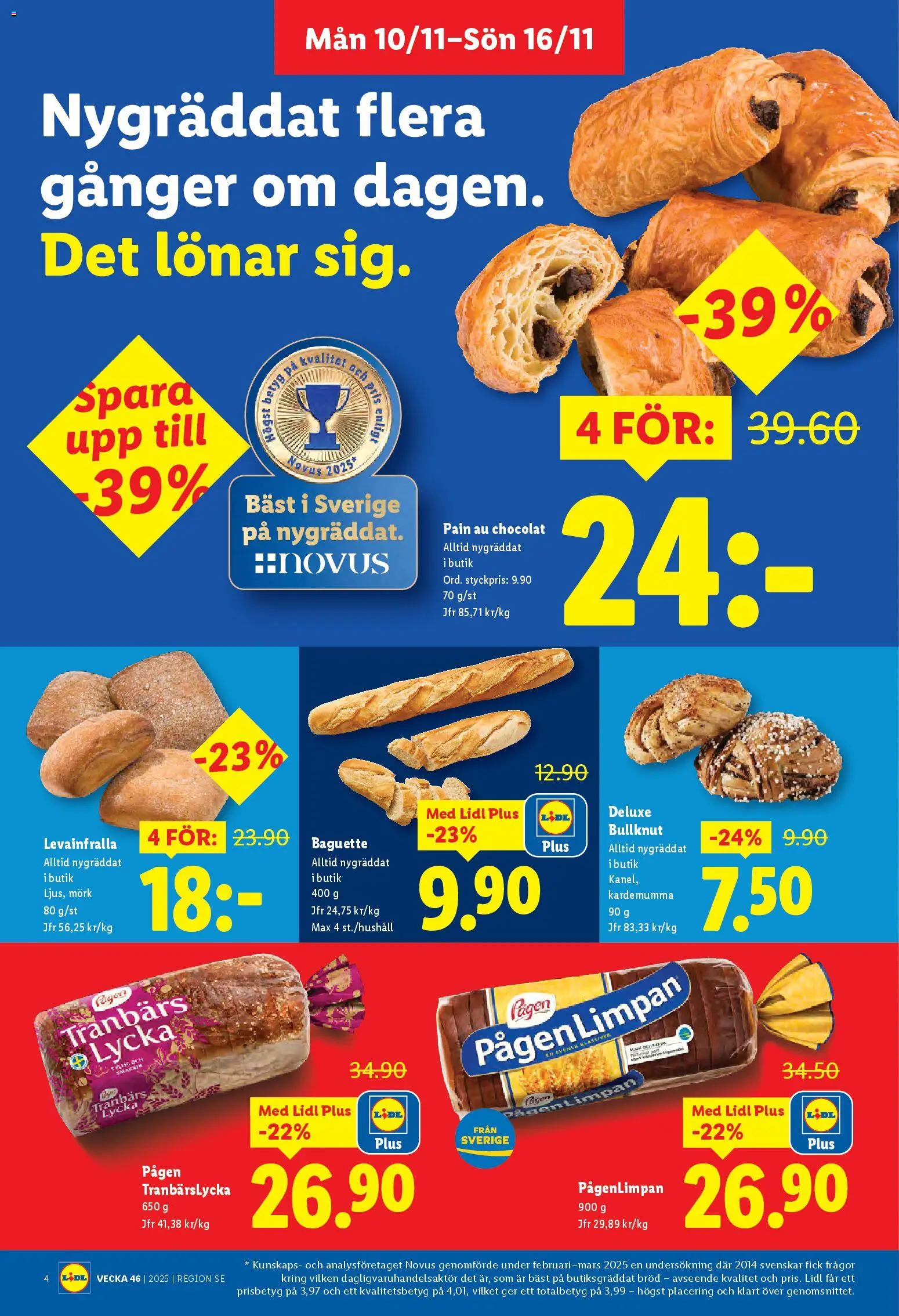 Lidl reklamblad aktuell från 10.11.2025 | Sida: 4 | Produkter: Baguette, Kardemumma, Bröd