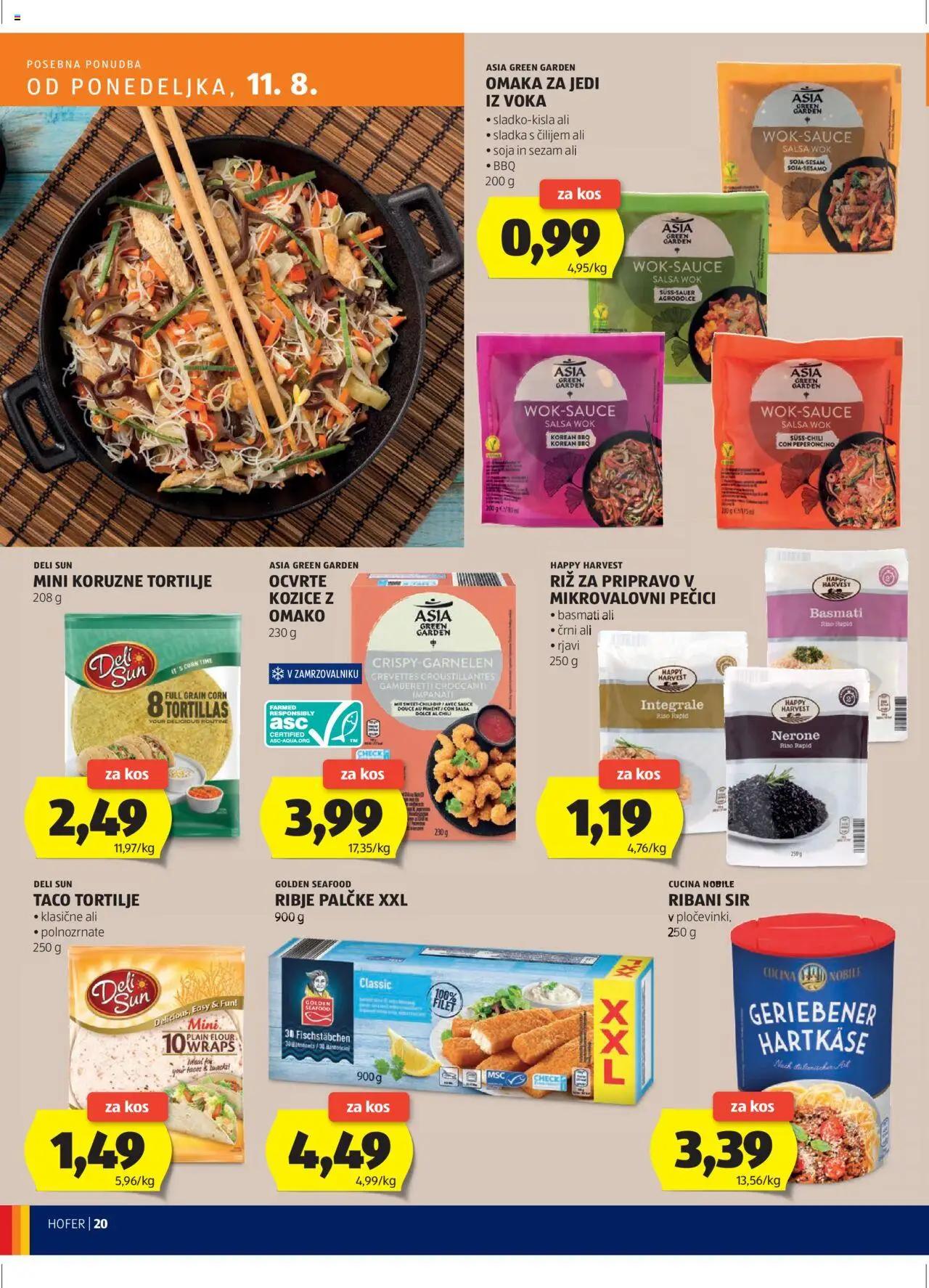 Hofer SI katalog | vrijedi od 07.08.2025 | Stranica: 20 | Proizvodi: Sir, Kozice, Tortilje