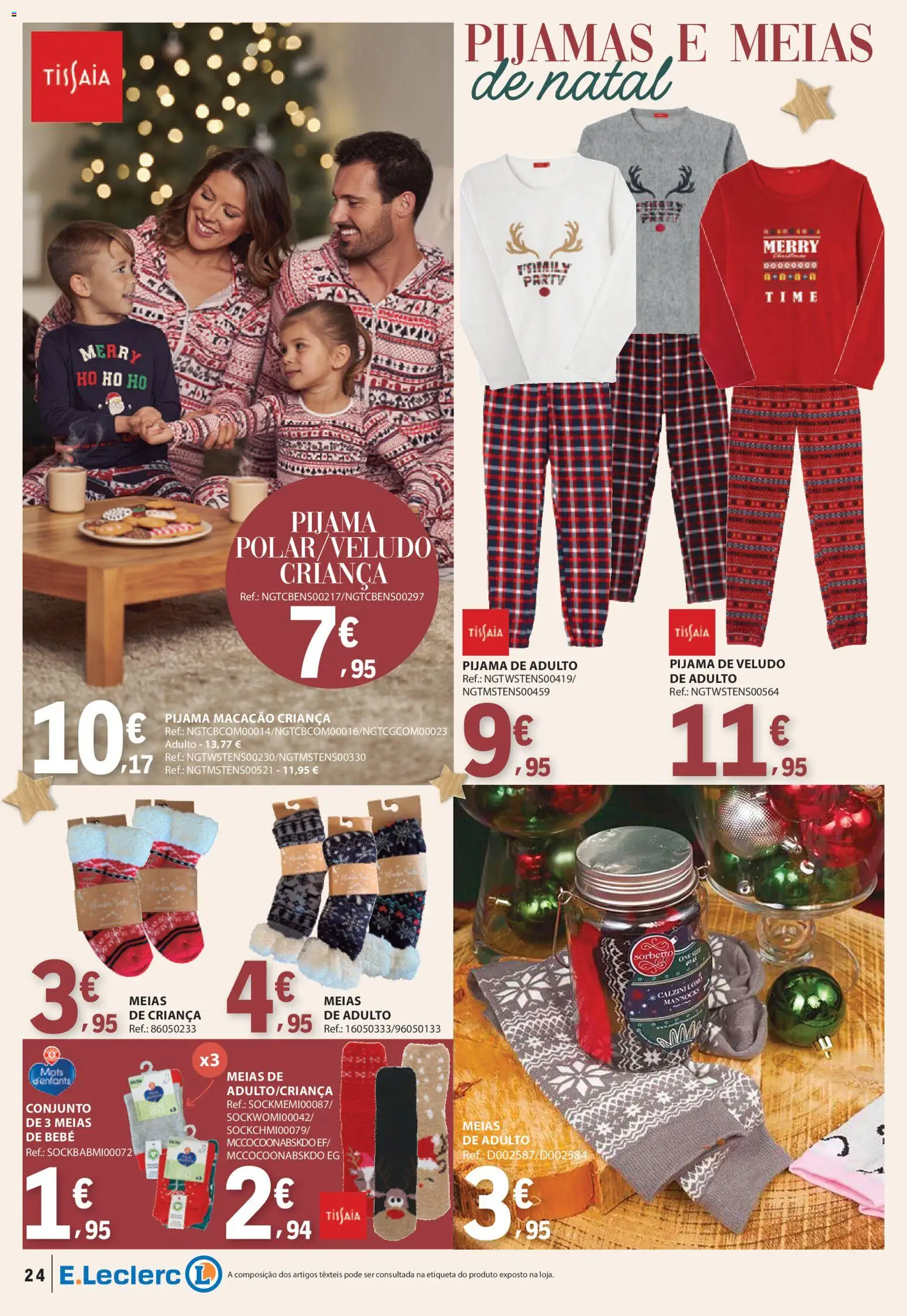 E.Leclerc - Folheto Natal │ válido de 04.11.2025 | Página: 24 | Produtos: Macacão, Meias, Pijamas