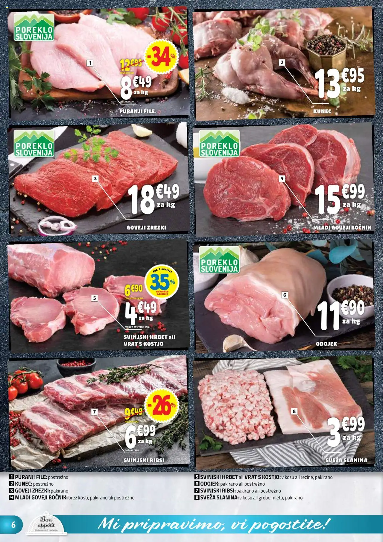 Novi E.leclerc katalog ponudbe – veljaven od 08.10.2025 | Stran: 6 | Izdelki: Slanina, Zrezki