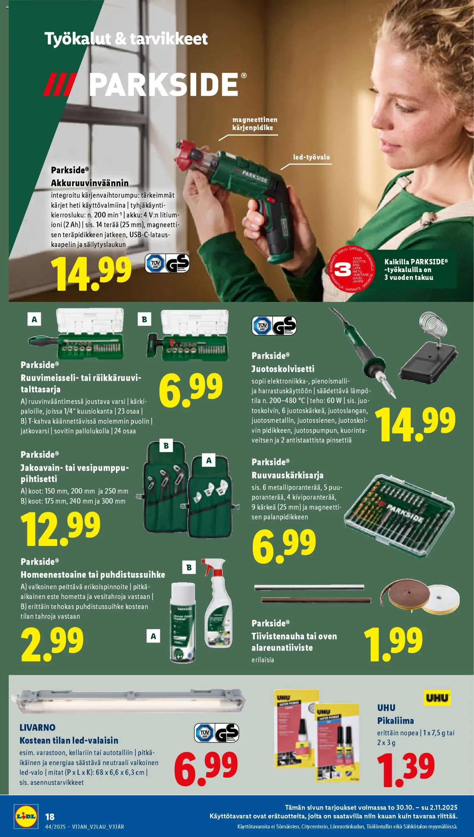 Lidl tarjoukset – voimassa 30.10.2025 alkaen | Sivu: 20 | Tuotteet: Sovitin, Ruuvimeisseli, Kuorinta, Akku