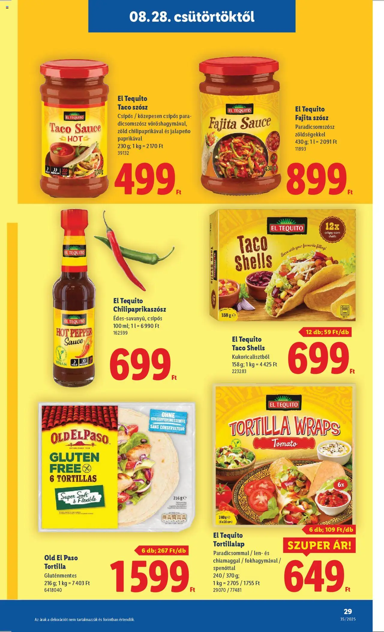Lidl akciós ujság - amely érvényes a következő dátumtól: 28.08.2025 | Oldal: 29 | Termékek: Gluténmentes, Vegán, Paradicsomszósz, Szósz