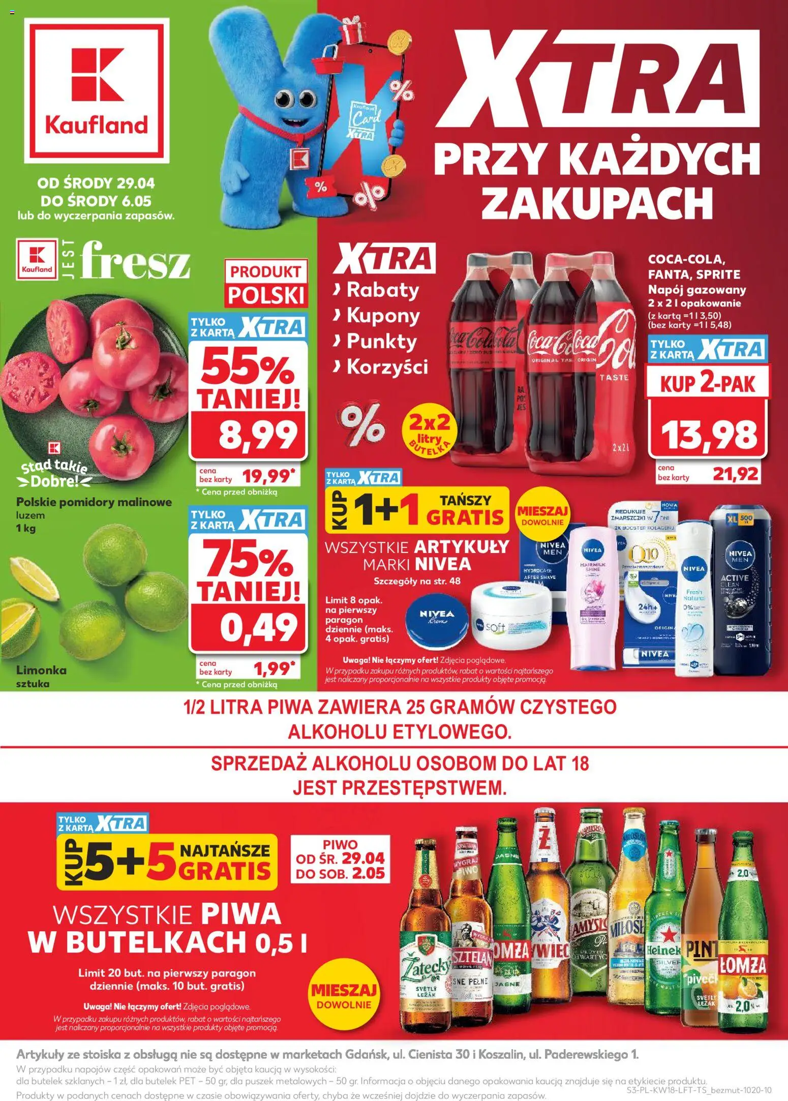 Kaufland gazetka od 29.04.2026 | Strona: 3 | Produkty: Karta, Sprite, Piwo, Pomidory