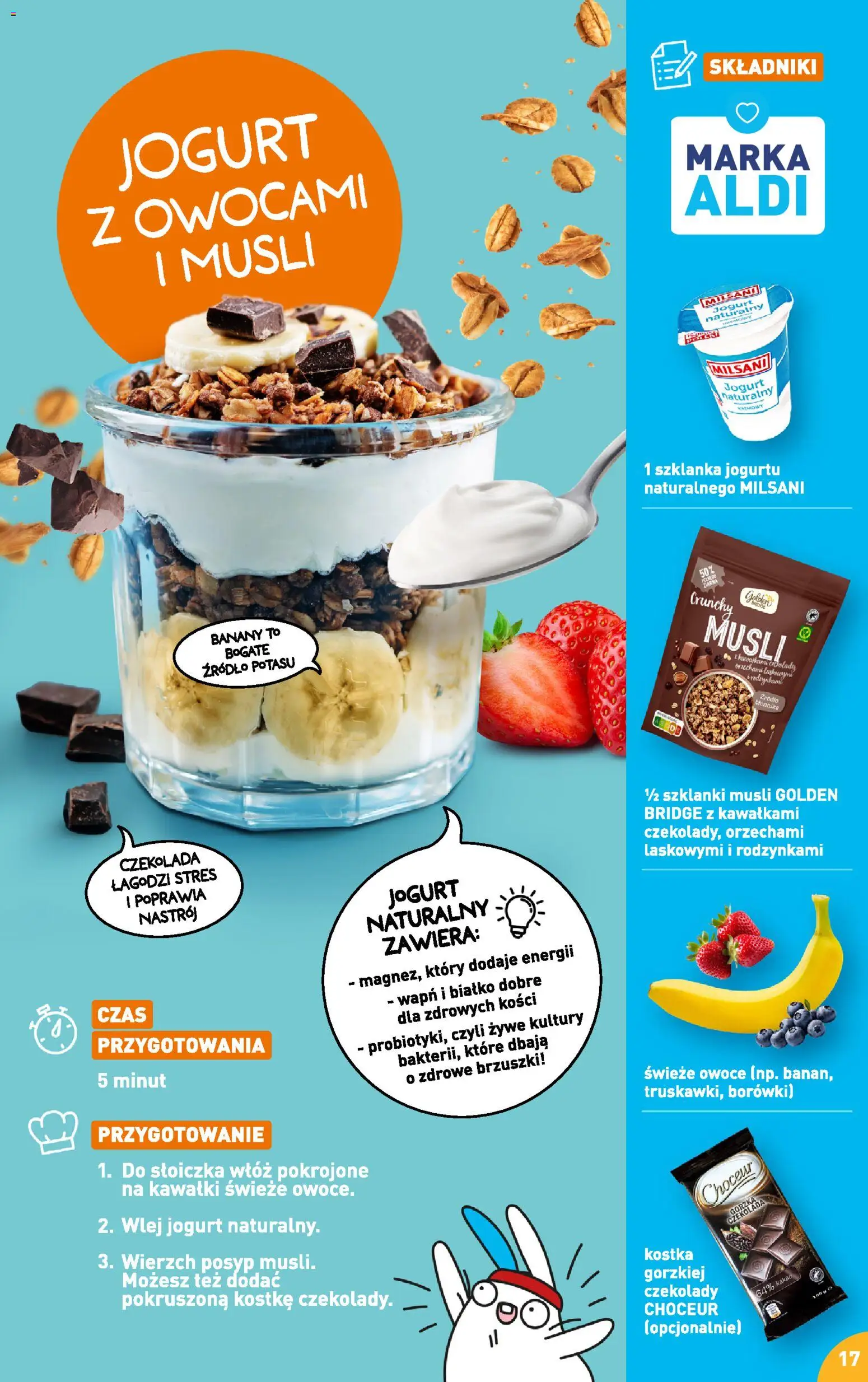 Aldi Polsko leták - Przepisy na pyszne śniadanie od 23.02.2026 | Strana: 17 | Produkty: Jogurt, Banány, Müsli, Kakao