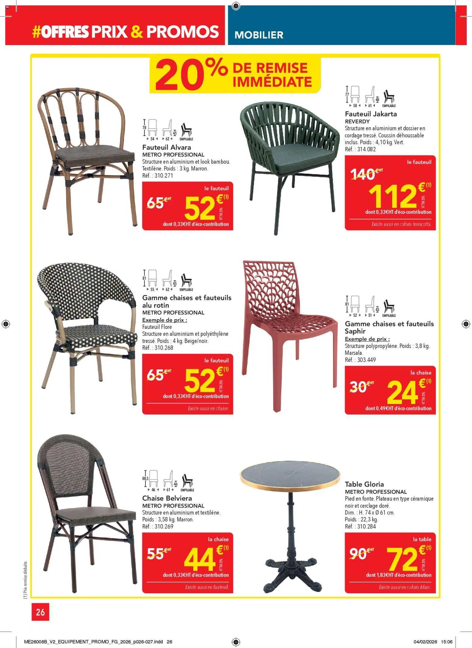 {H1} | Page: 26 | Produits: Plateau, Poids, Fauteuil, Chaise