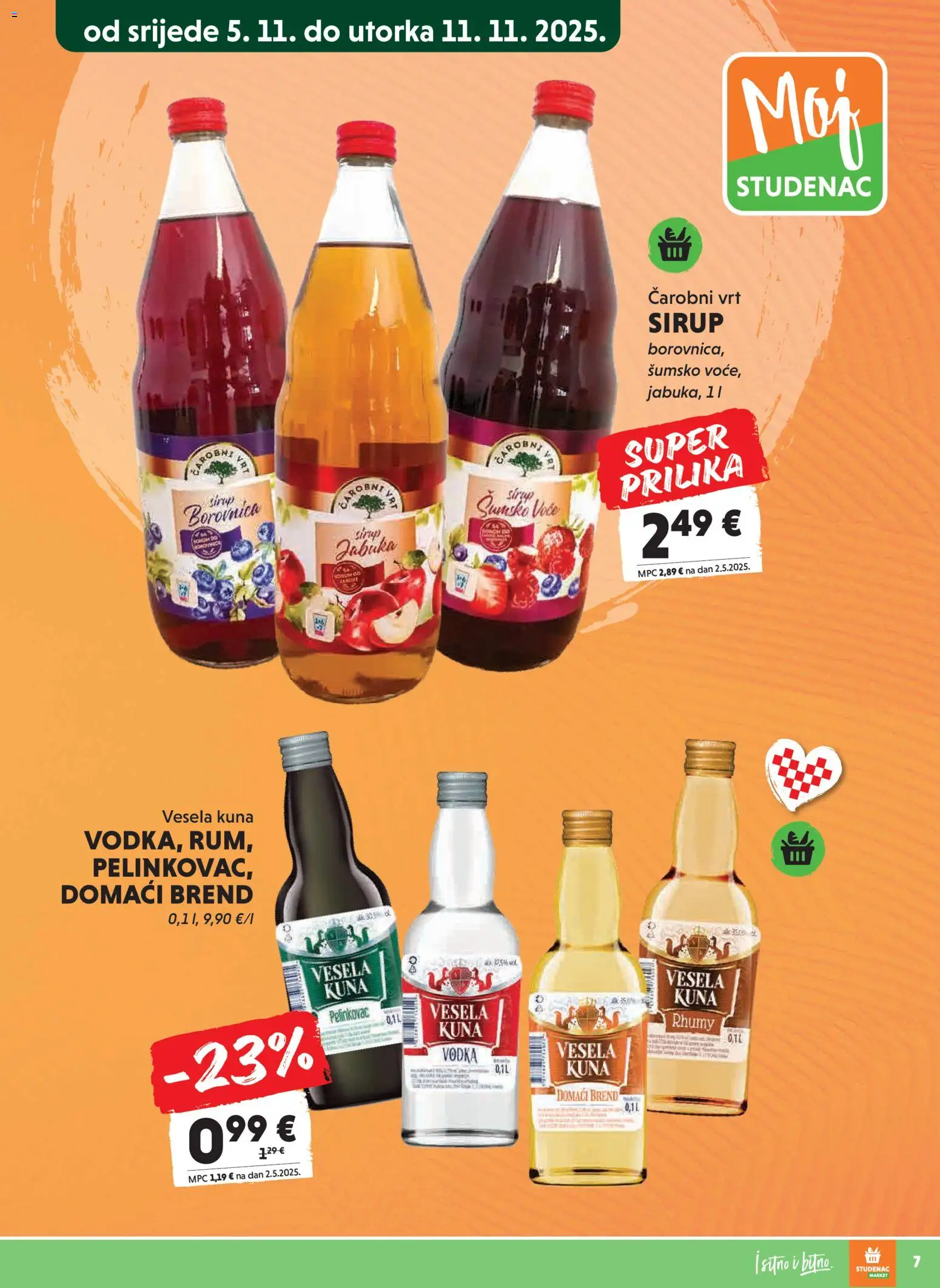 Studenac katalog | vrijedi od 05.11.2025 | Stranica: 7 | Proizvodi: Pelinkovac, Borovnica, Sirup, Vodka