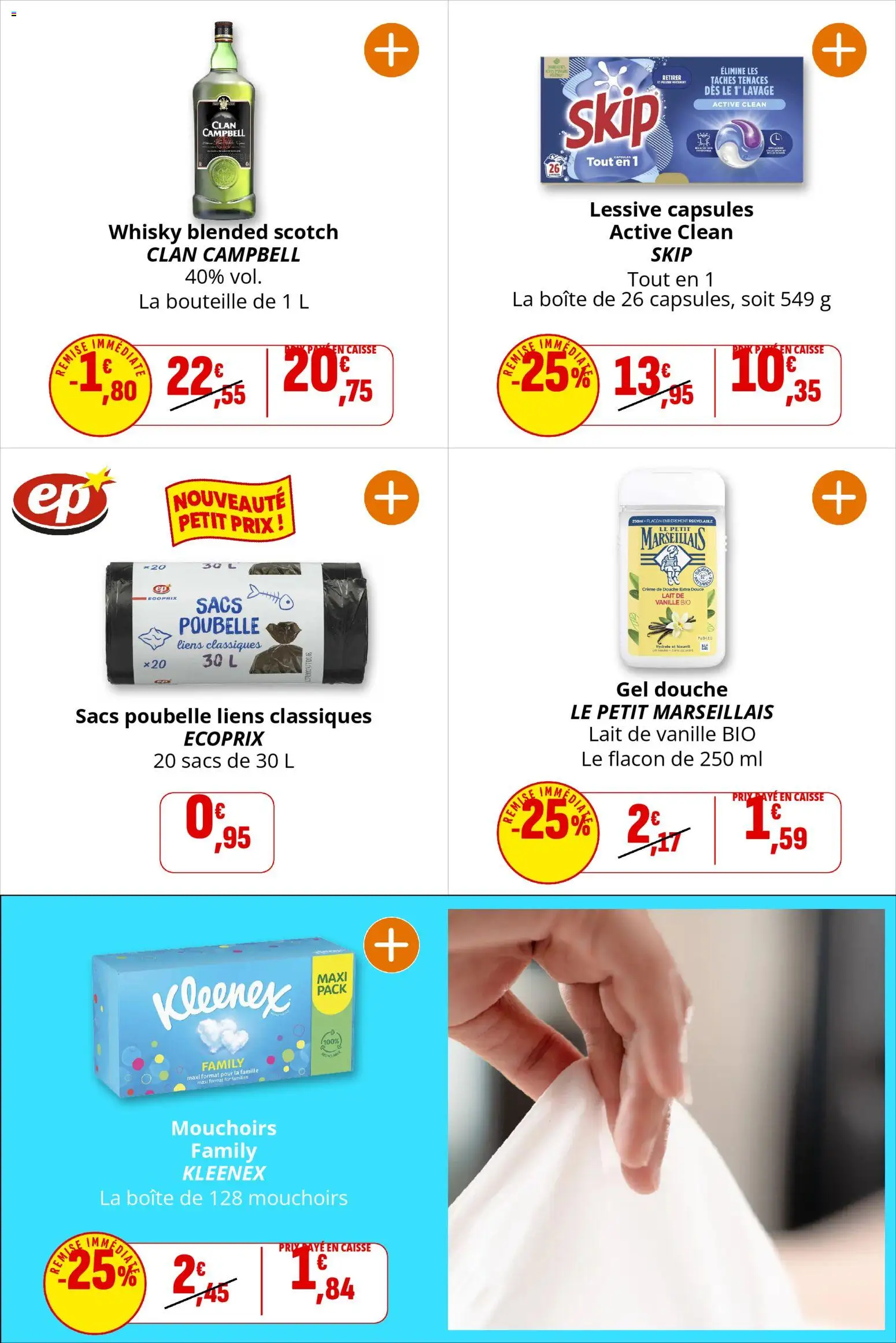 {H1} | Page: 26 | Produits: Whisky, Poubelle, Gel douche, Crème