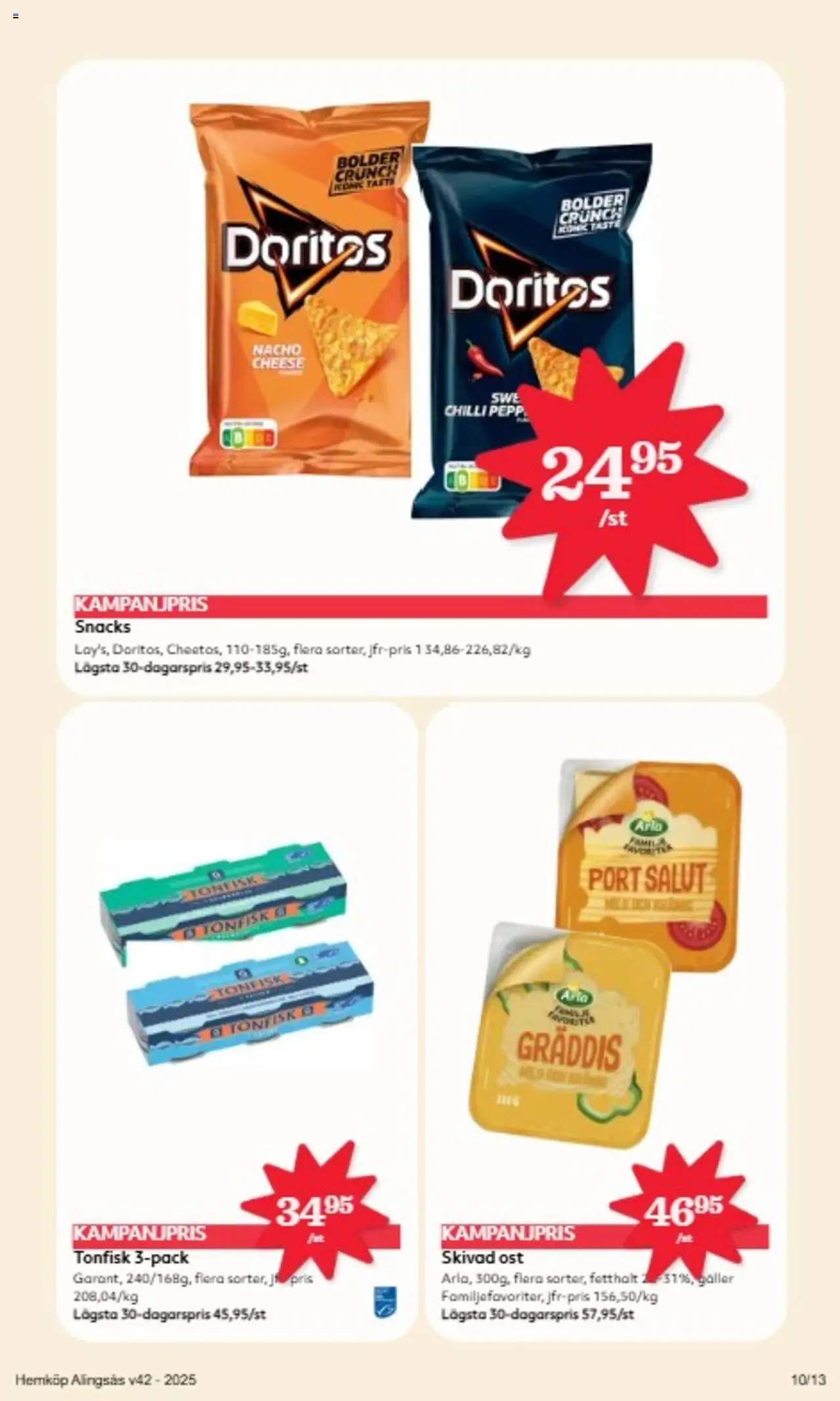 Hemköp reklamblad aktuell från 13.10.2025 | Sida: 10 | Produkter: Galler, Ost, Tonfisk