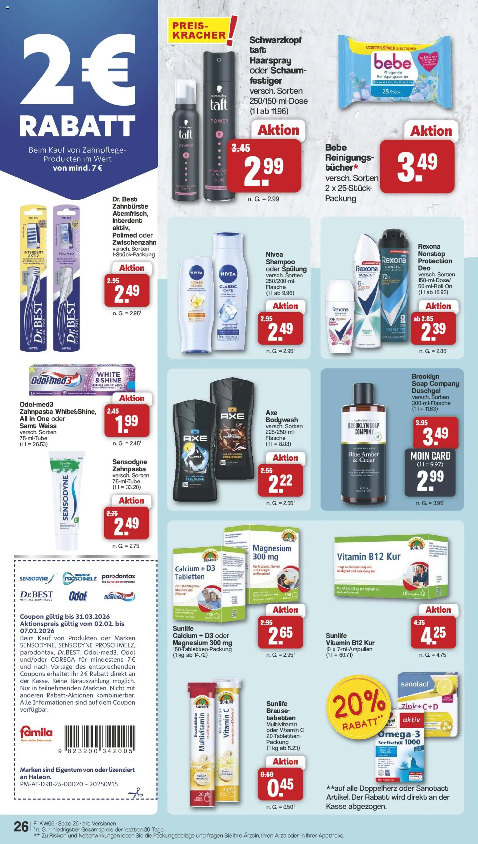 Famila Nordwest Prospekt 	 – gültig ab 02.02.2026 | Seite: 27 | Produkte: Haarspray, Duschgel, Zahnbürste, Reinigungstücher