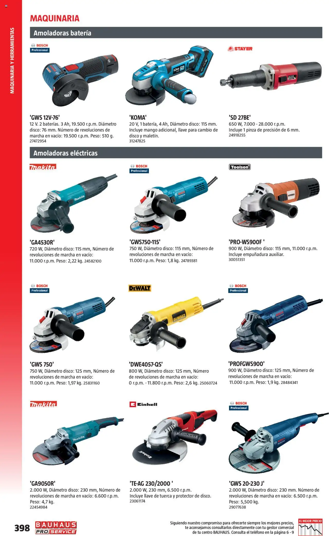 Bauhaus - ProService  │ válido desde el 24.02.2025 | Página: 398 | Productos: Té, Teléfono, Peso, Batería