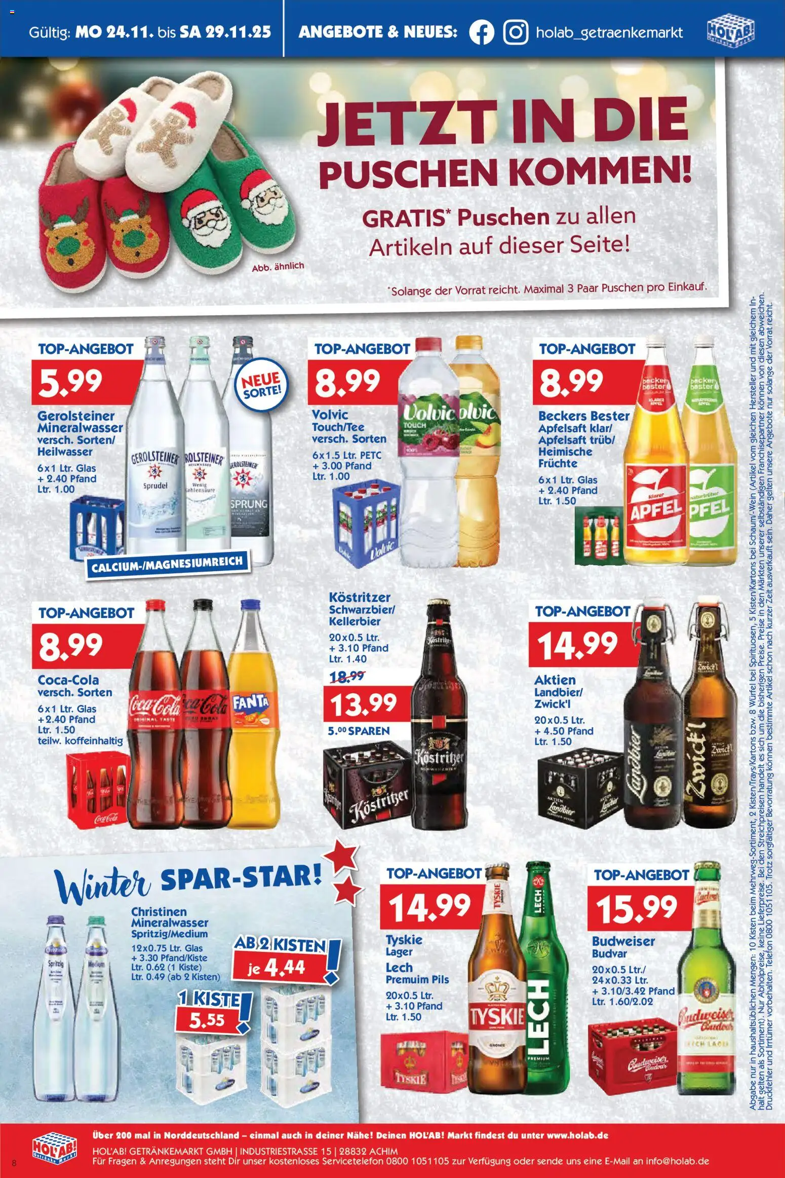 HOL’AB! Prospekt 	 – gültig ab 24.11.2025 | Seite: 8 | Produkte: Cola, Äpfel, Apfelsaft, Telefon